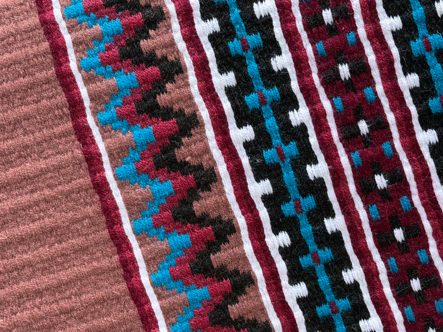 B615 Oversized Saddle Blanket Dark Rose, Burgundy, Brick Red, Black, White, Turquoise