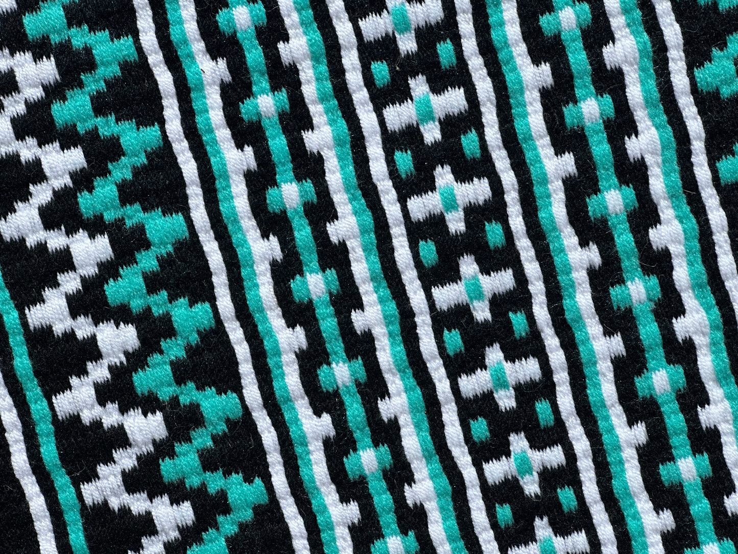 B414 Oversized Saddle Blanket Black, White, Mint Green