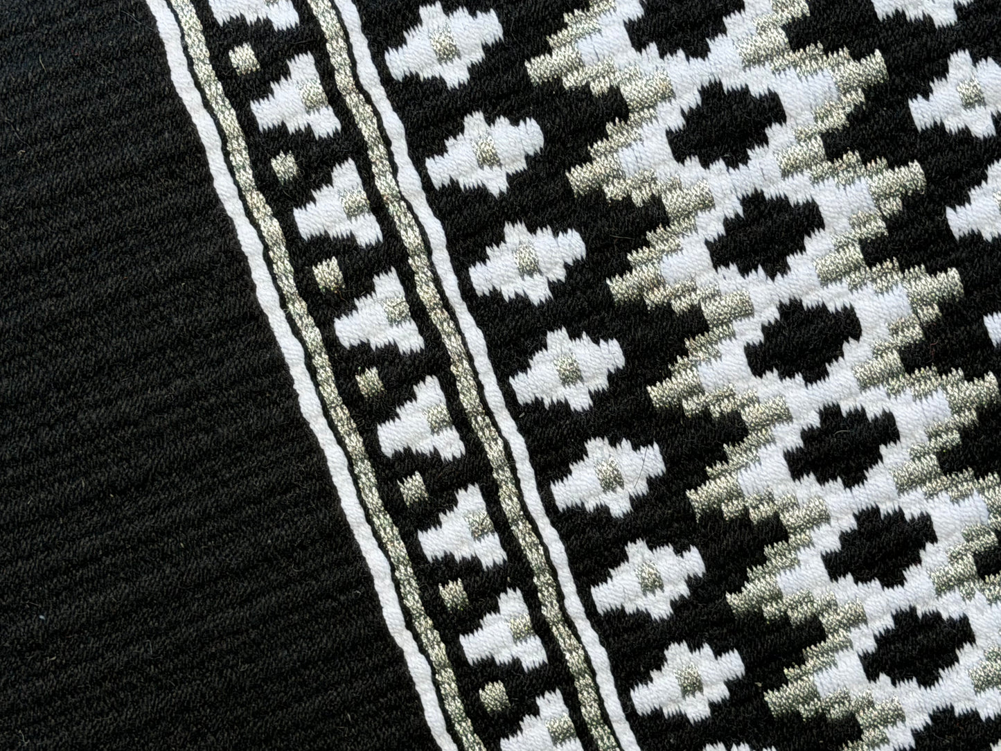 B533 Oversized Saddle Blanket Black, White, Matte Metallic Silver