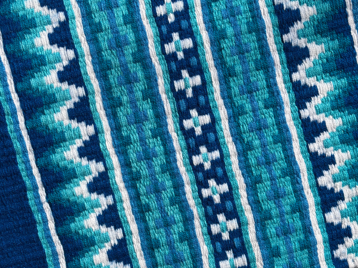 B472 Oversized Saddle Blanket Bright Royal Blue, Teal, Soft Teal, White, Periwinkle