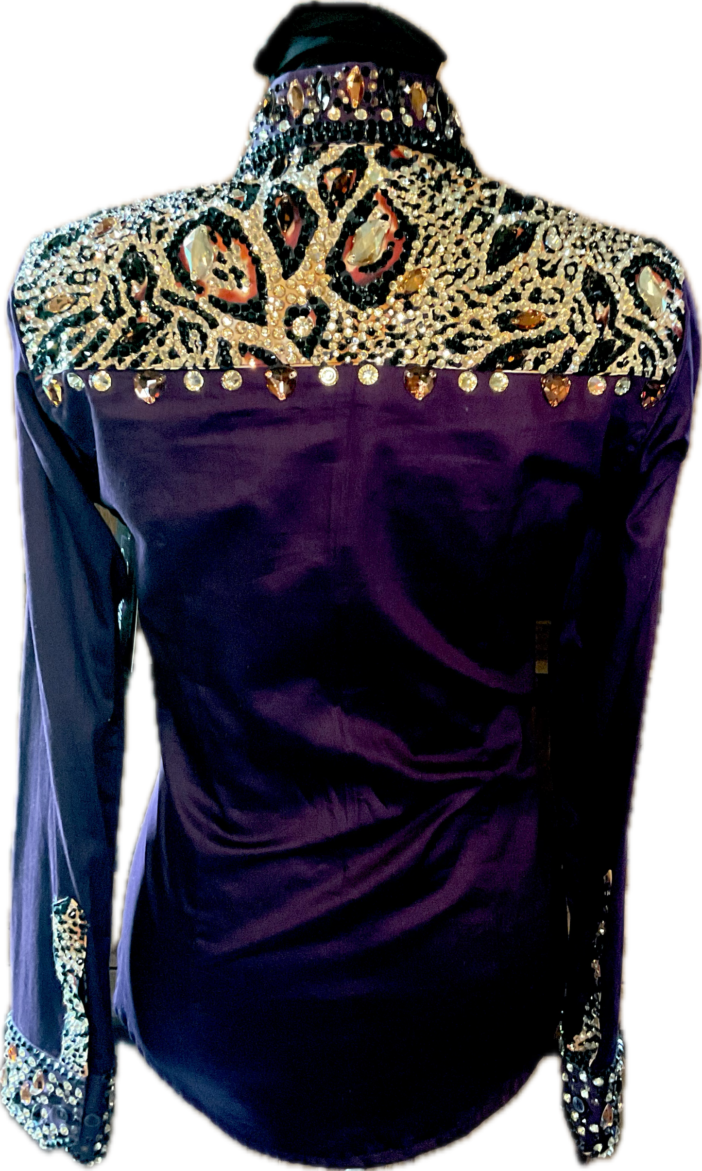 XS Plum Cotton Day Shirt Gorgeous Leopard and Gold Details