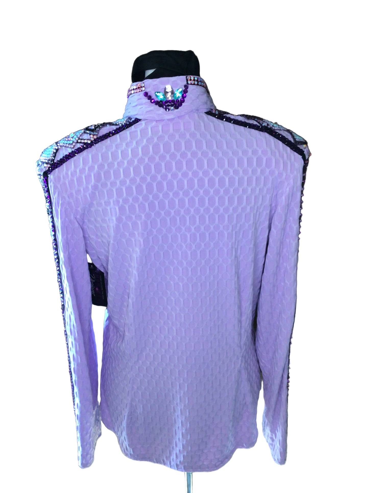 Medium Textured Lycra Lavender Day Shirt with Crystal Yoke Design