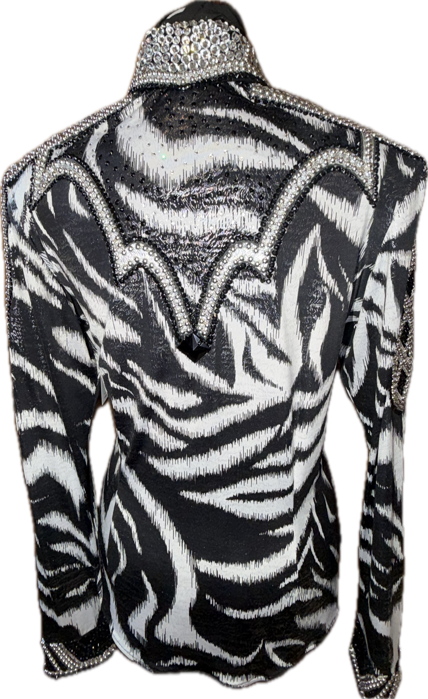 Medium Black and White Lycra Day Shirt with Silver Retro Design