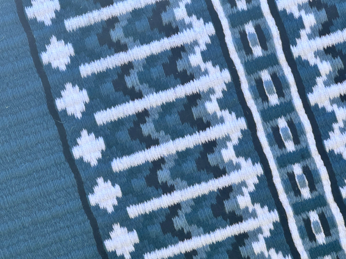 B444 Oversized Saddle Blanket Slate Blue, Periwinkle, Black, White Dark Teal