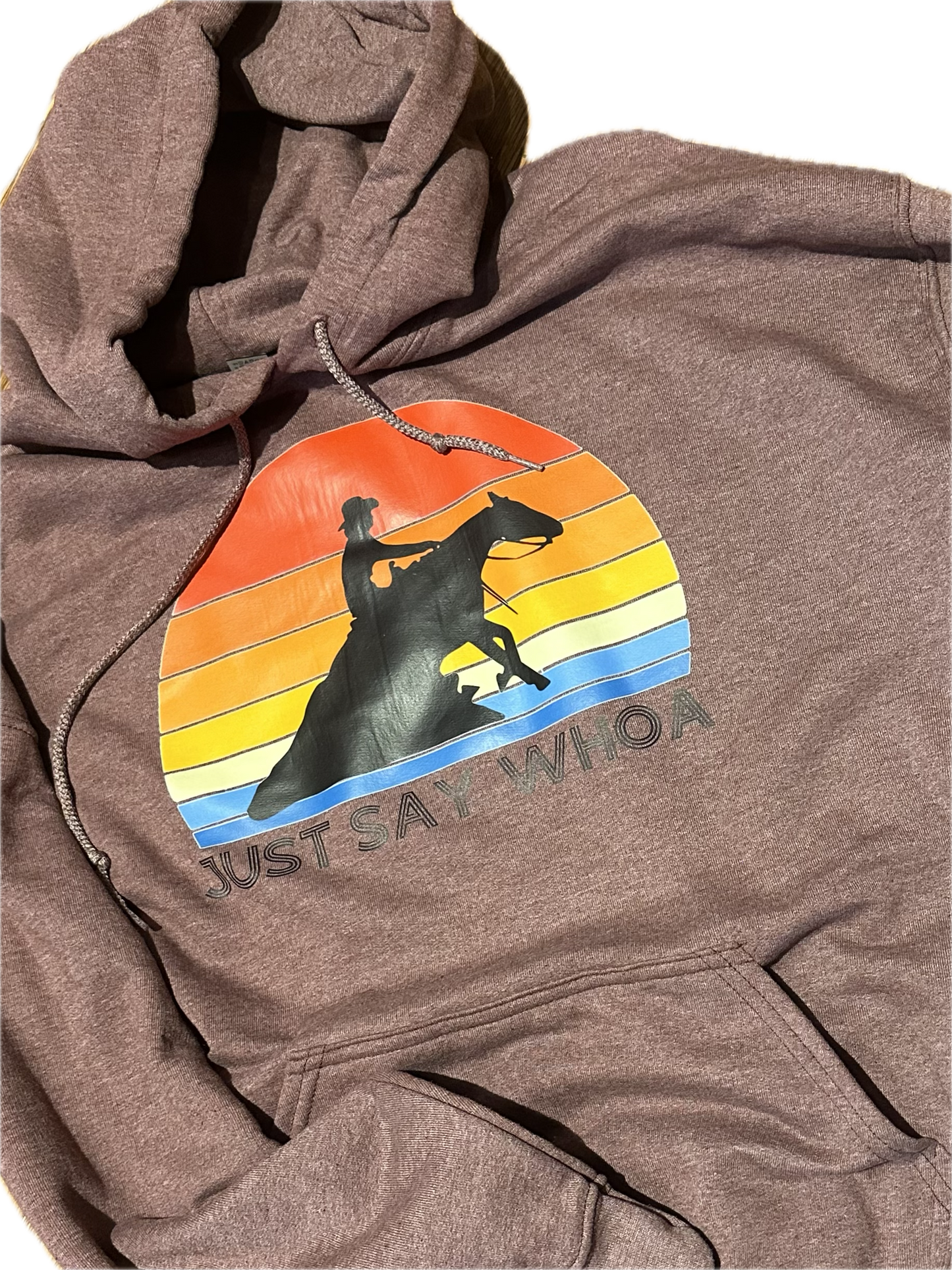 Hoodie "Say Whoa" LARGE in maroon heather
