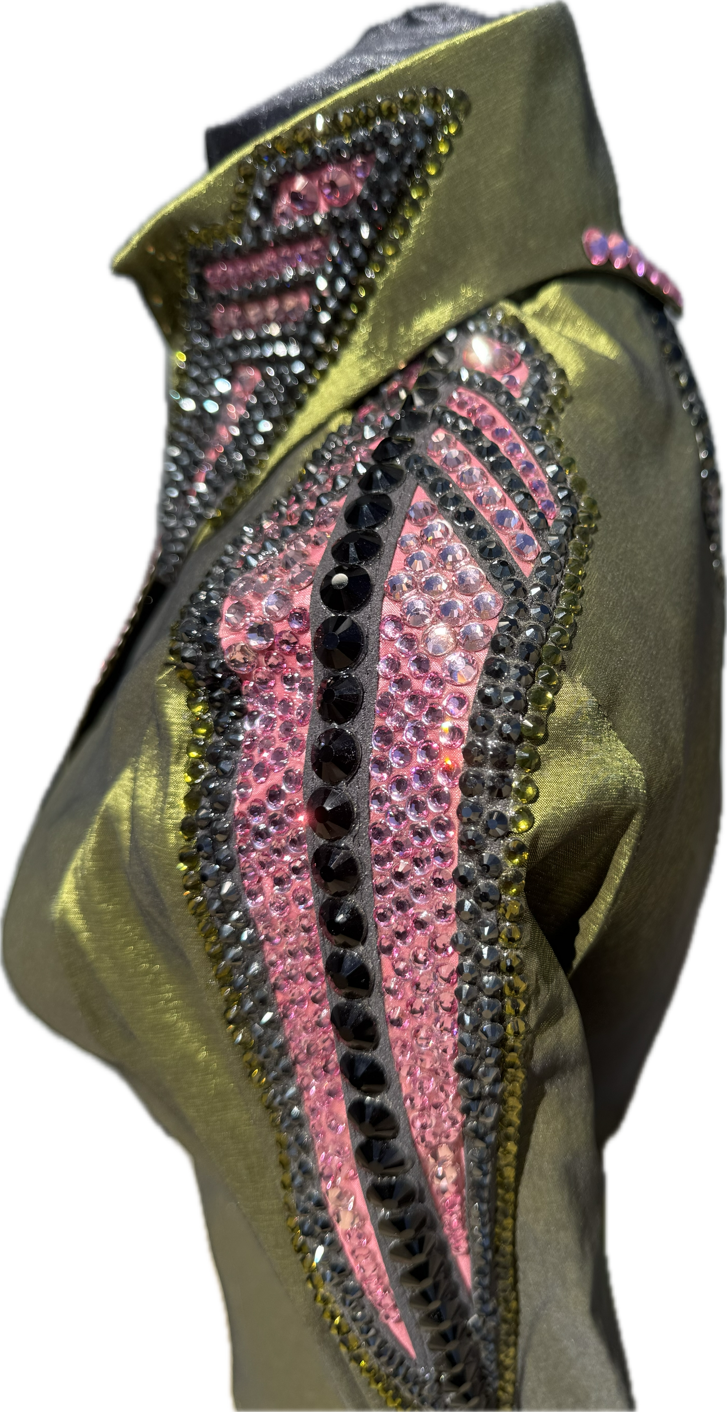 Kids 14 Olive Green Stretch Taffeta with Pink, Black and Charcoal