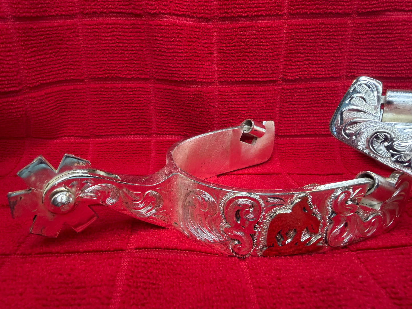 Sterling Sliver Overlay Spurs -Trail Horse-