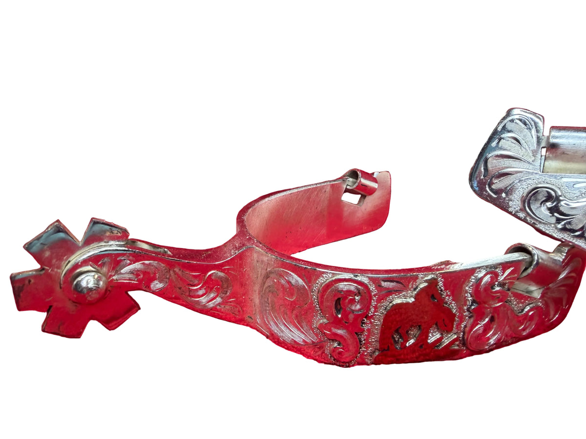 Sterling Sliver Overlay Spurs -Trail Horse-