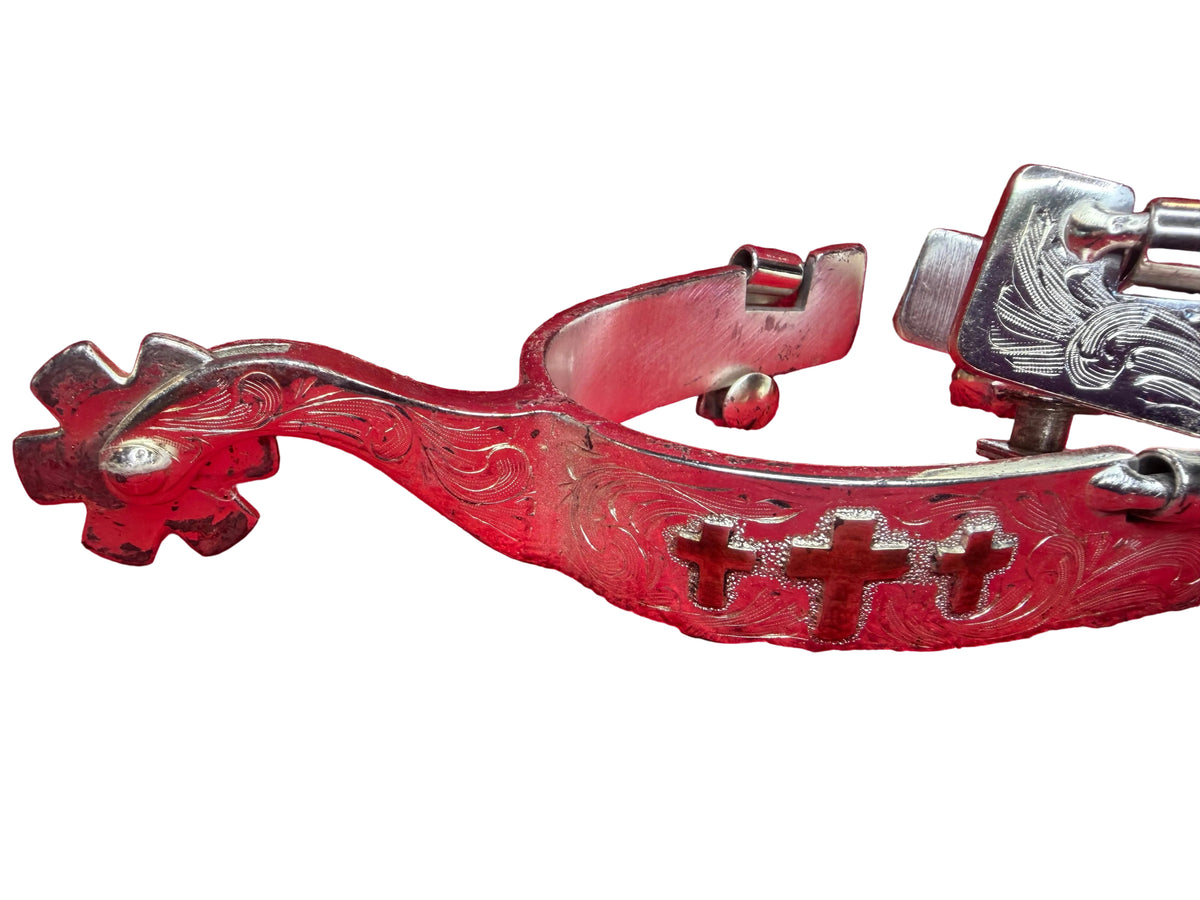 Sterling Sliver Overlay Spurs -Cross Design-
