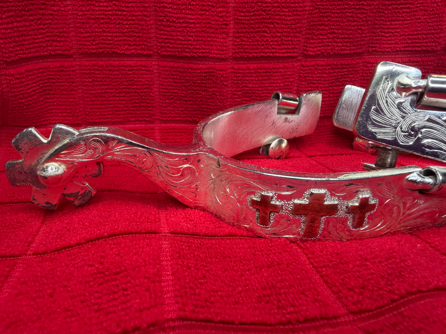 Sterling Sliver Overlay Spurs -Cross Design-