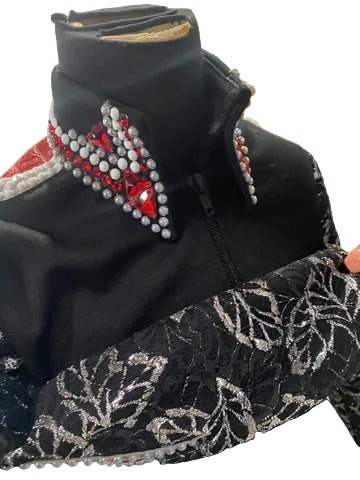 Kids day shirt black with lace overlay sleeves size 8