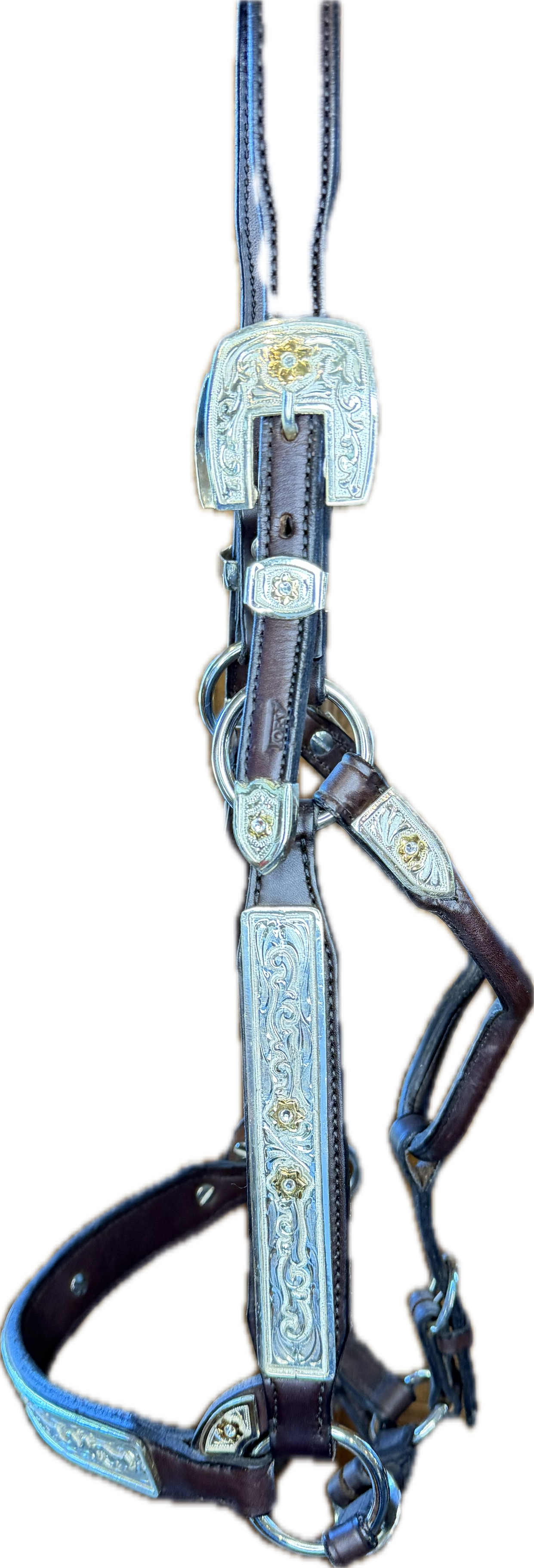 Horse sized show halter with clear stones Square Buckle
