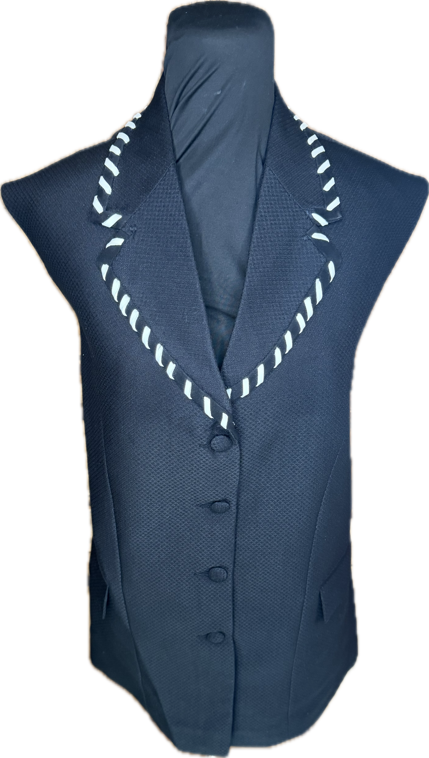 *42 Bust* Vest Set * Black textured vest with white leather backstitching.