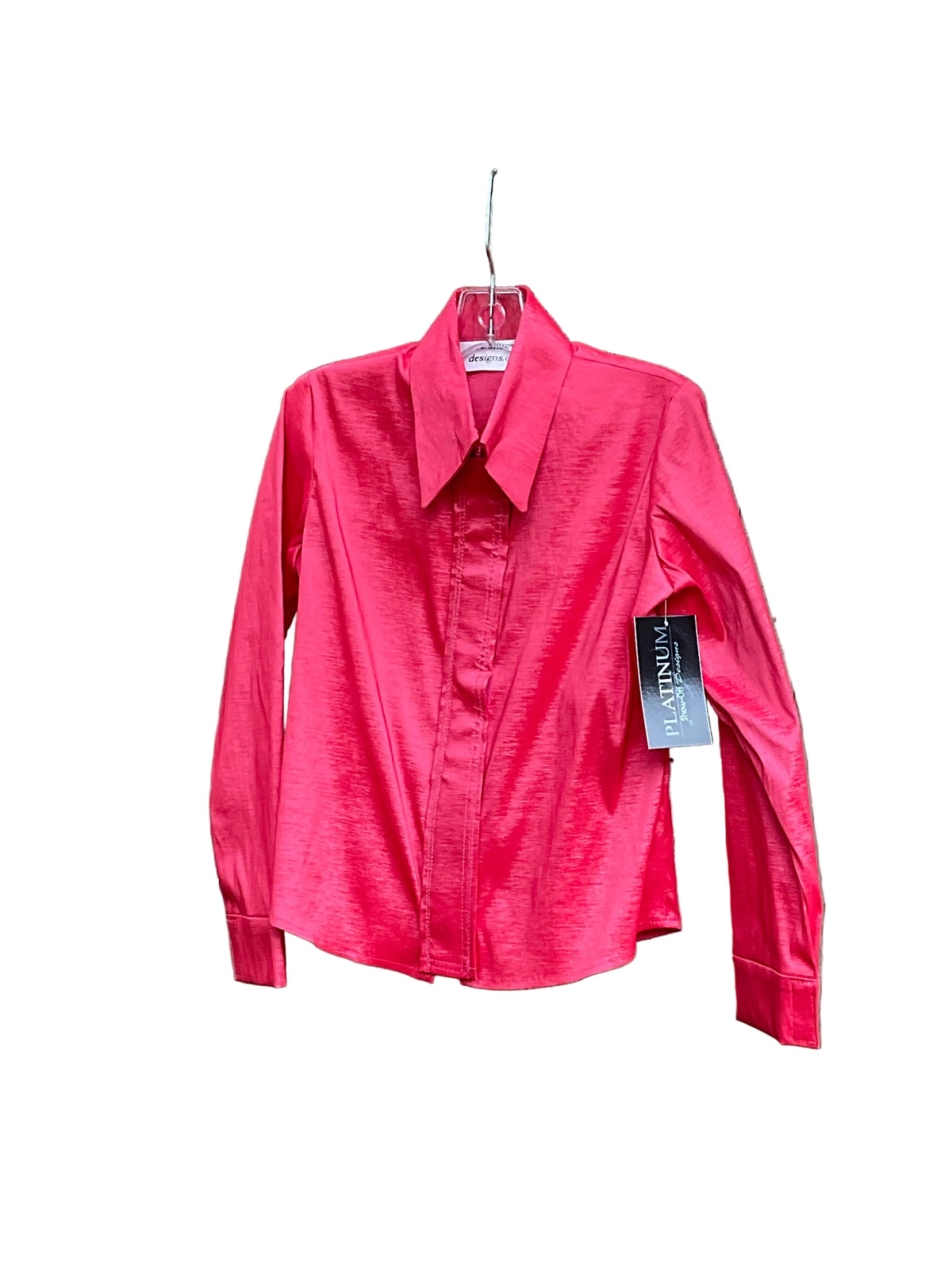 Kids Size 6 Dark Coral Stretch Taffeta Shirt with Hidden Zipper