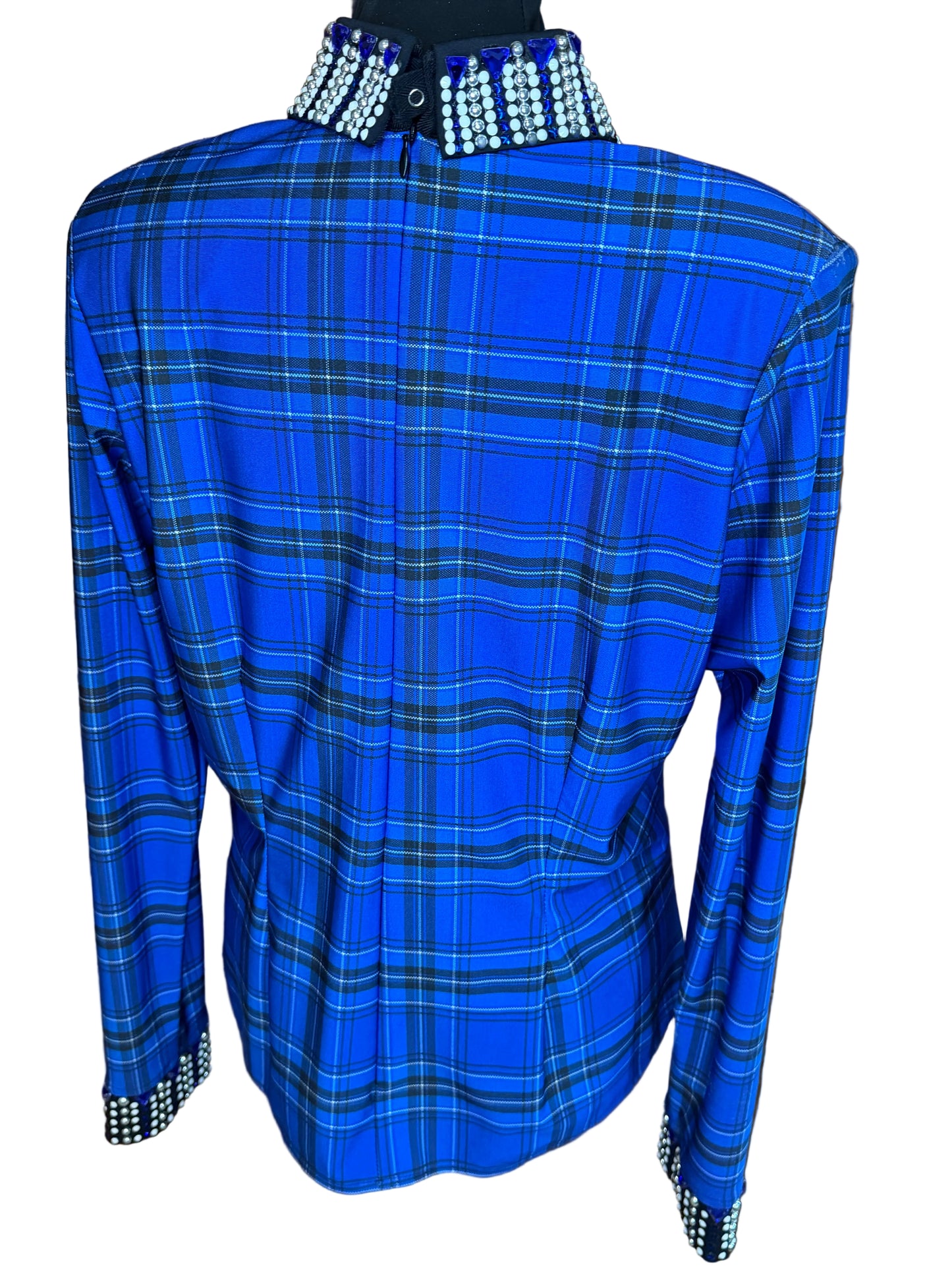 Size Medium Day Shirt. Back Zip Blue Plaid