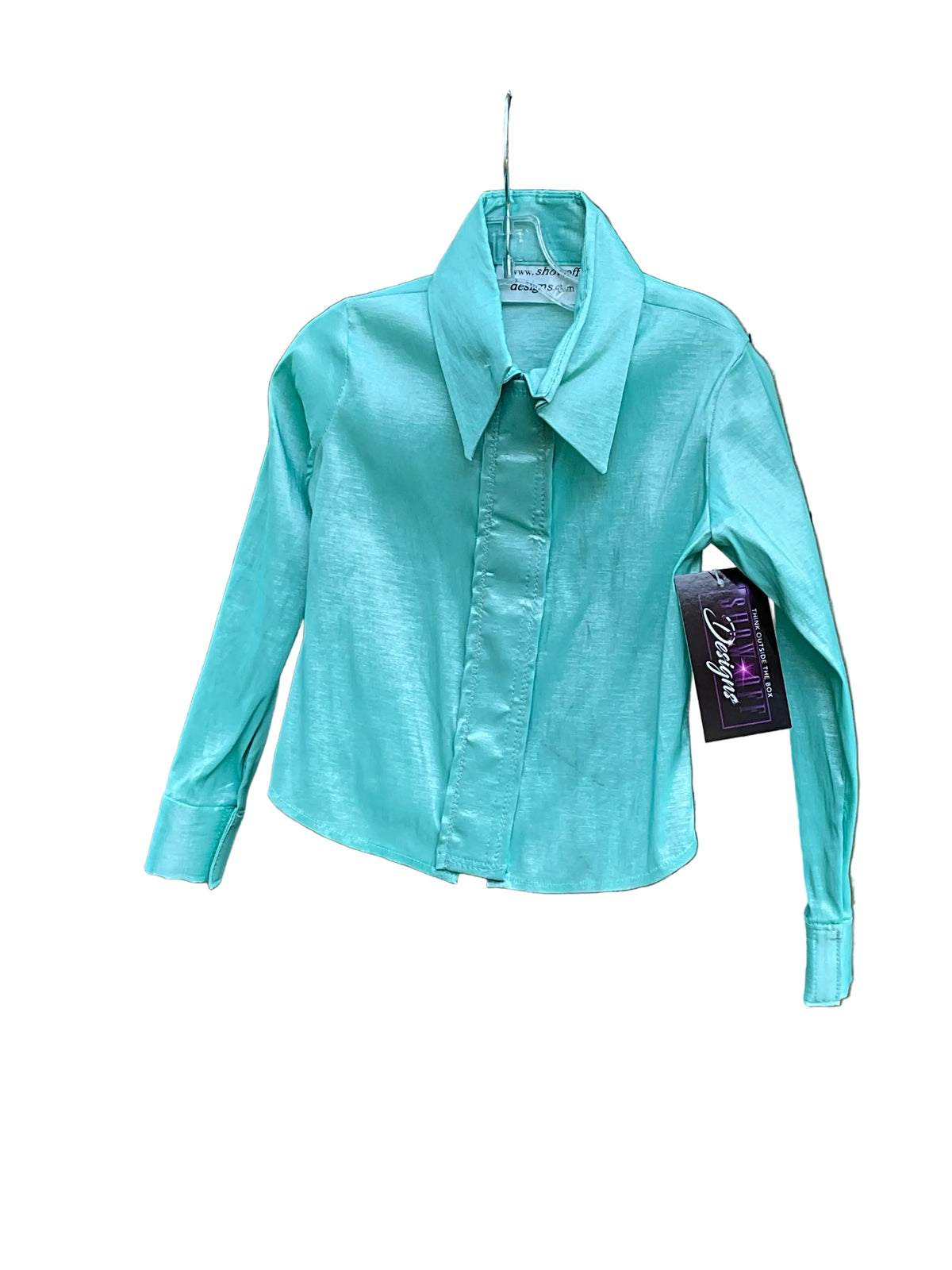 Kids Size 4 Mint Stretch Taffeta Shirt with Hidden Zipper