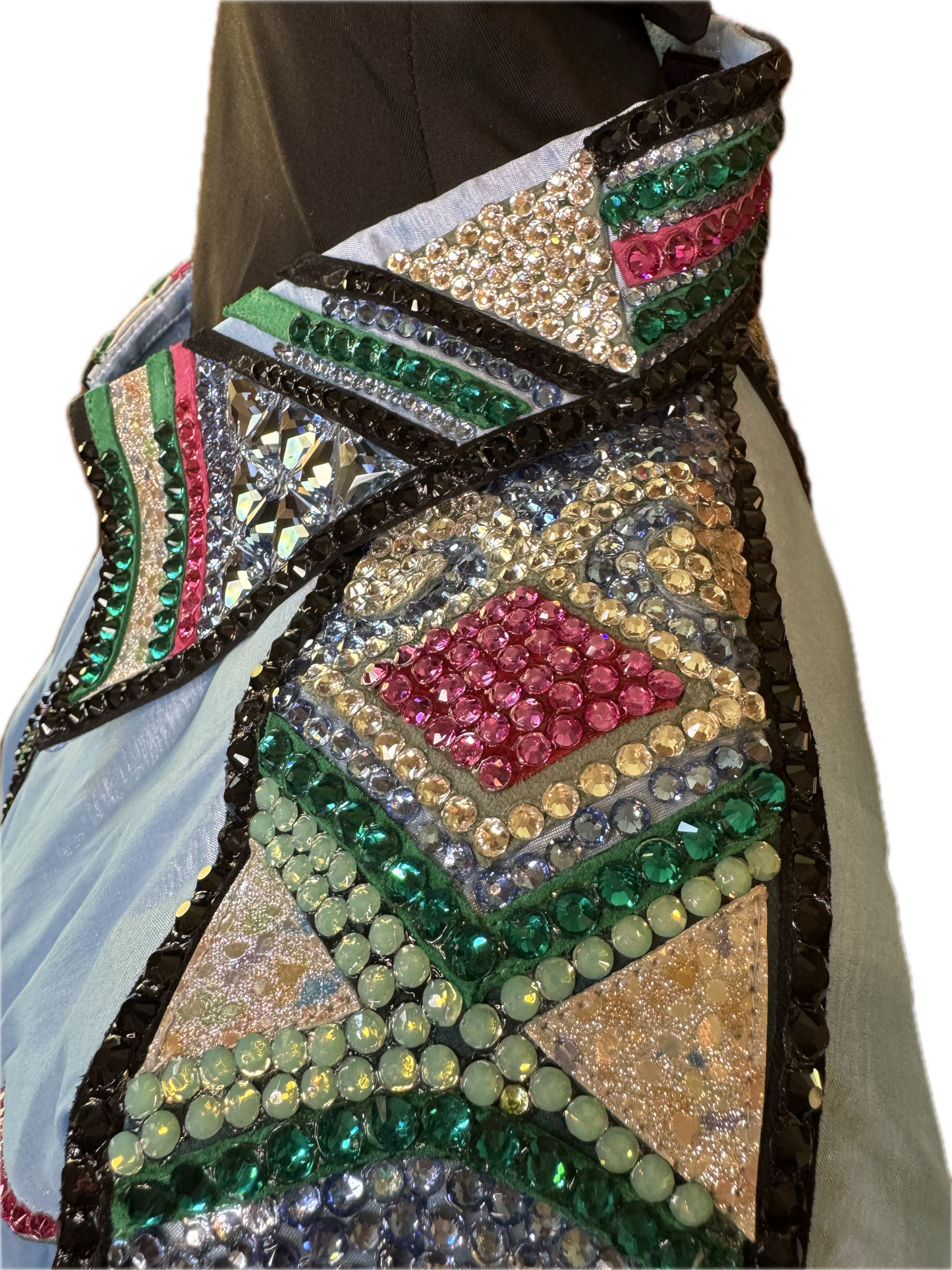 XXL Light Blue Stretch Taffeta with Hot Pink, Dark Green, Light Green and Black Accents