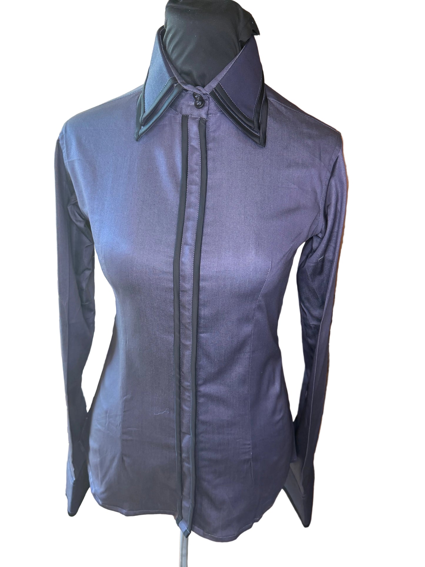 Youth Western Stretch Cotton Shirt **Hidden Zipper** Aubergine