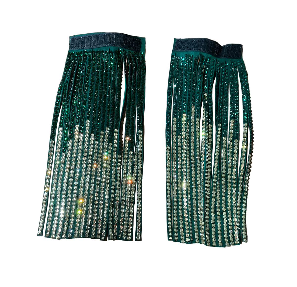Extra Small black vest set with matching sage green stretch taffeta day shirt, detachable shoulder fringe