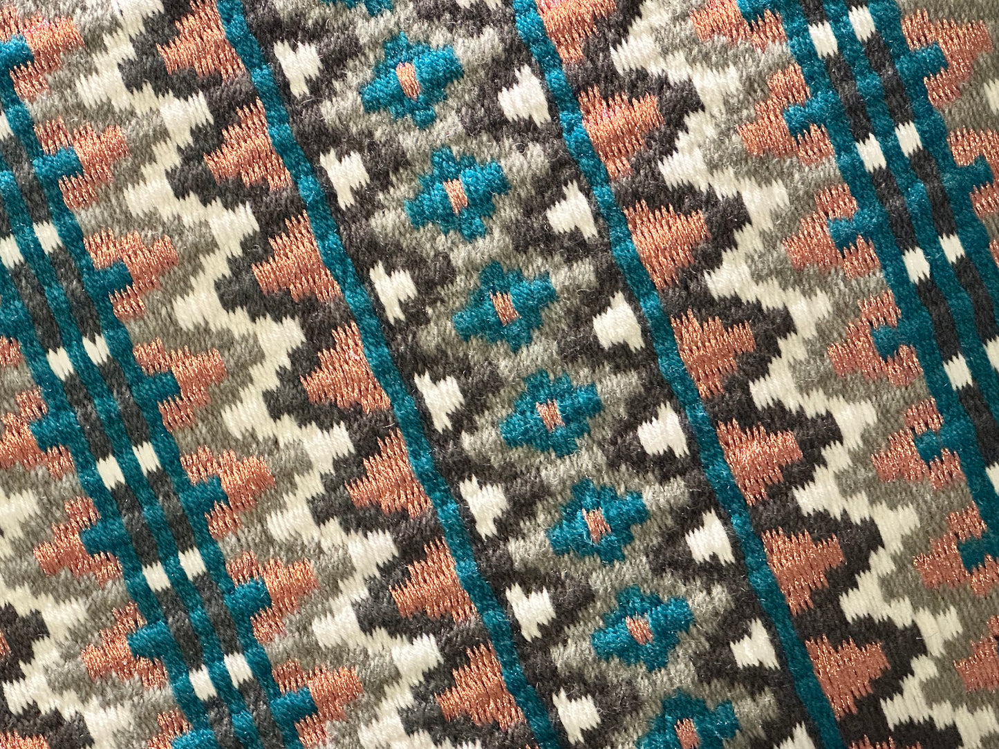 537 OVERSIZED SADDLE BLANKET BRIGHT TEAL WHITE CHARCOAL ASH MATTE METALLIC ROSE GOLD