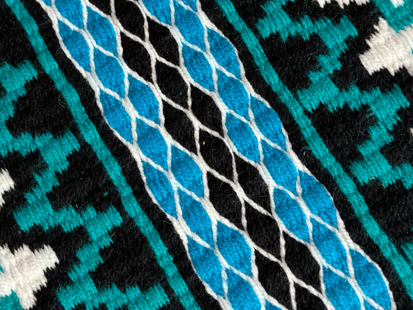 B333 Oversized Saddle Blanket Black, White, Teal, Turquoise
