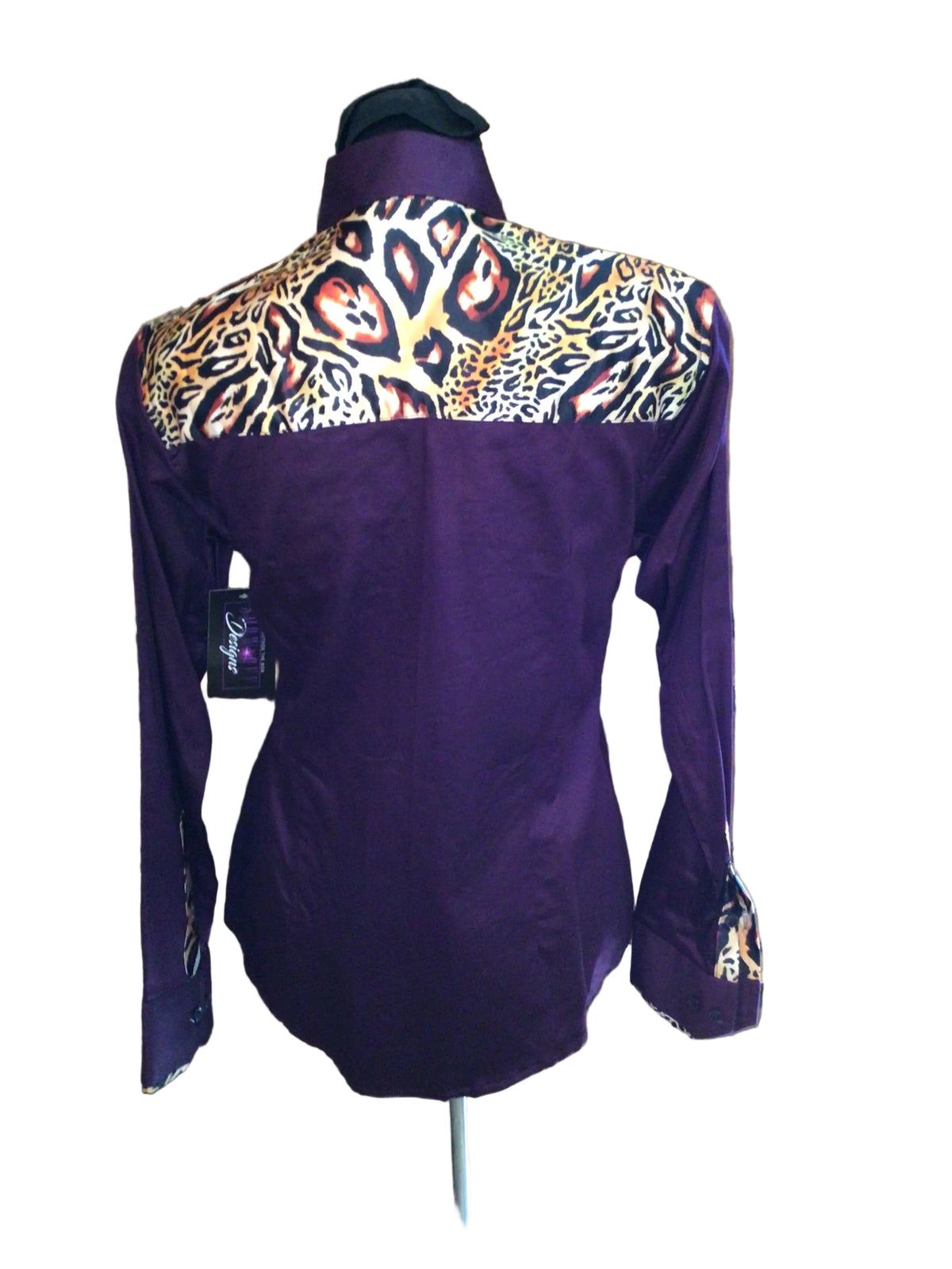 Small Purple Cotton Day Shirt with Leopard Details