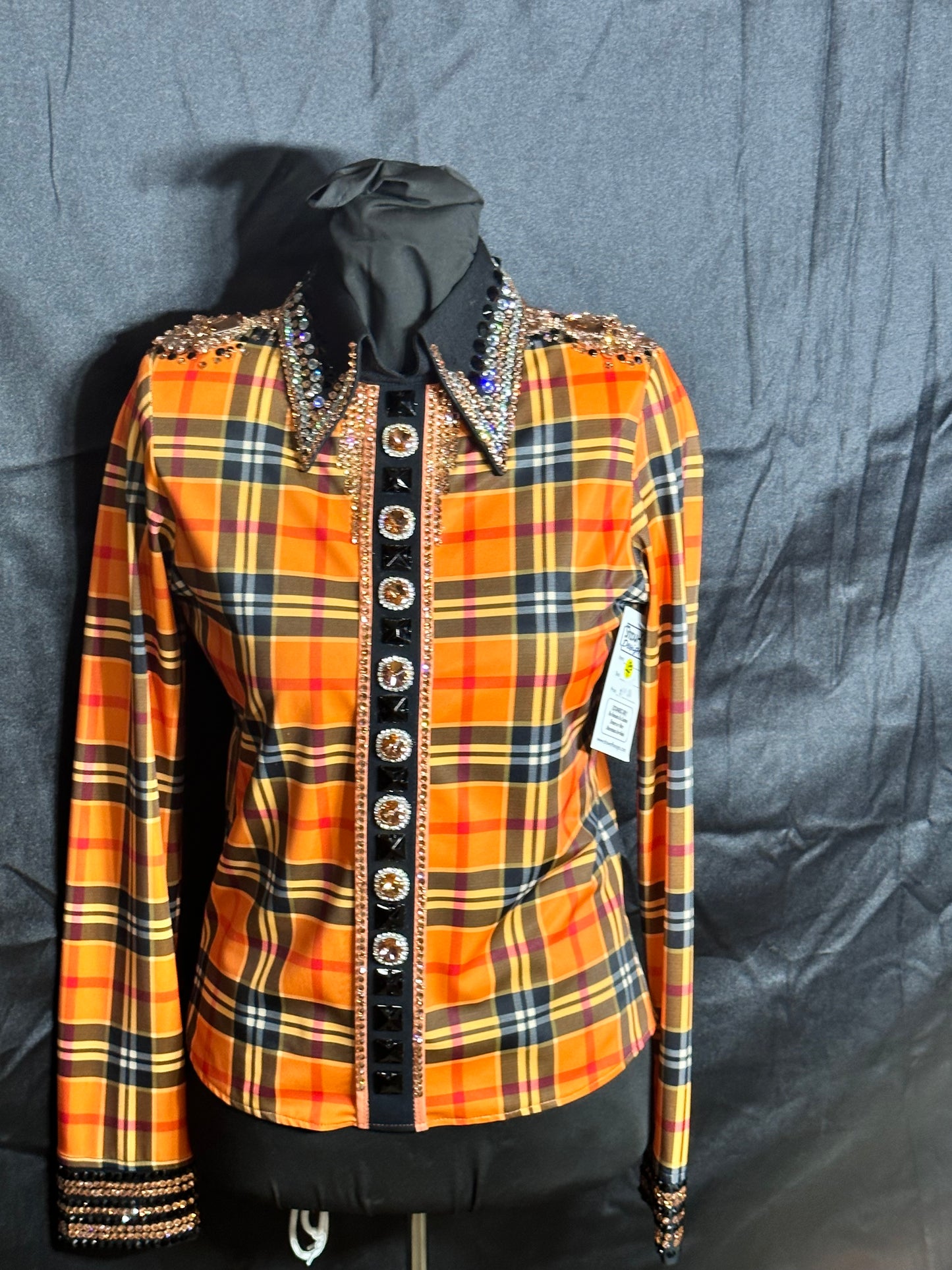 Extra small day shirt orange plaid back zip horsemanship DELUXE!!!!!!!!!!!!!