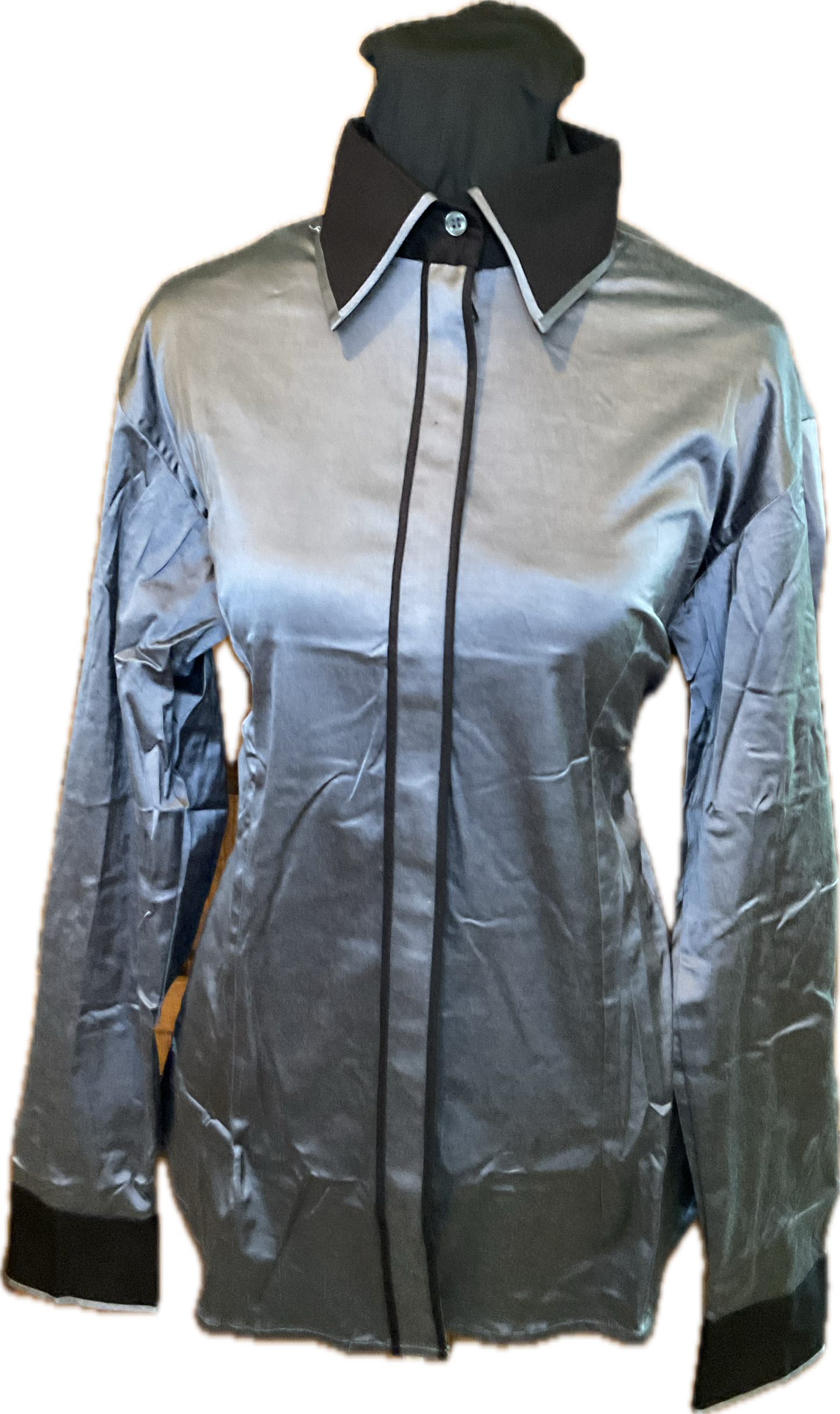 *38 Bust* Charcoal Taffeta with Black Trims Showmanship/Halter Suit Set.
