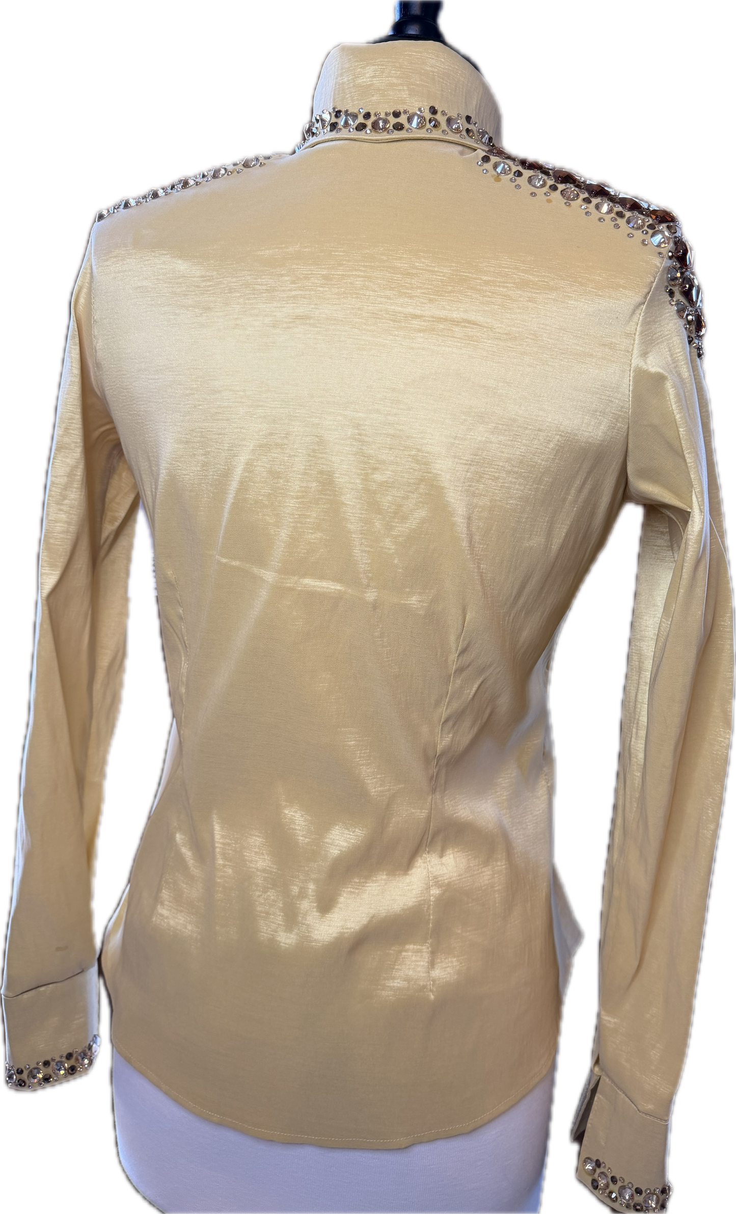 Size small day shirt gold with copper and golden shadow crystals
