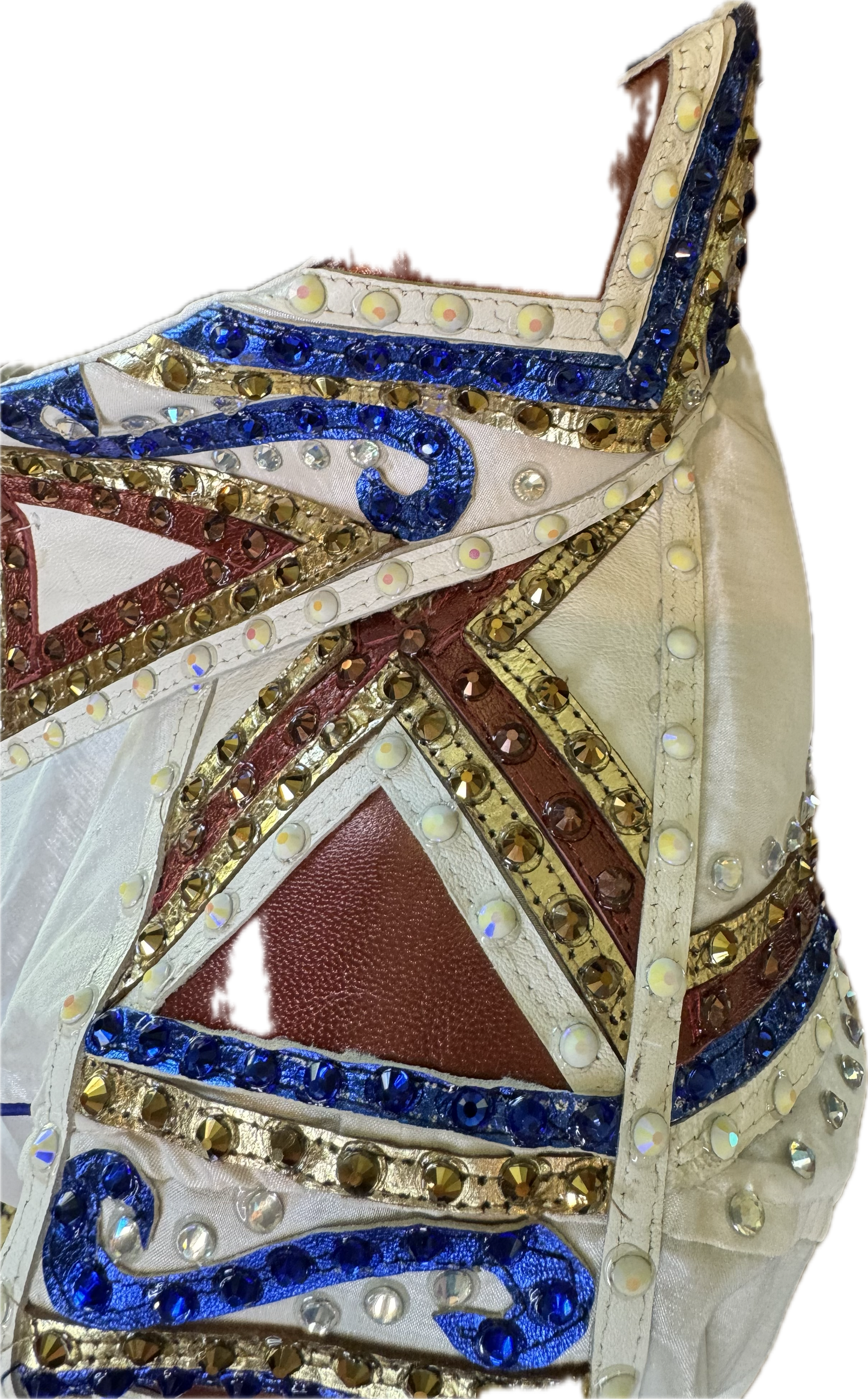 XS White Stretch Taffeta with Copper, Gold and Royal Blue Accents