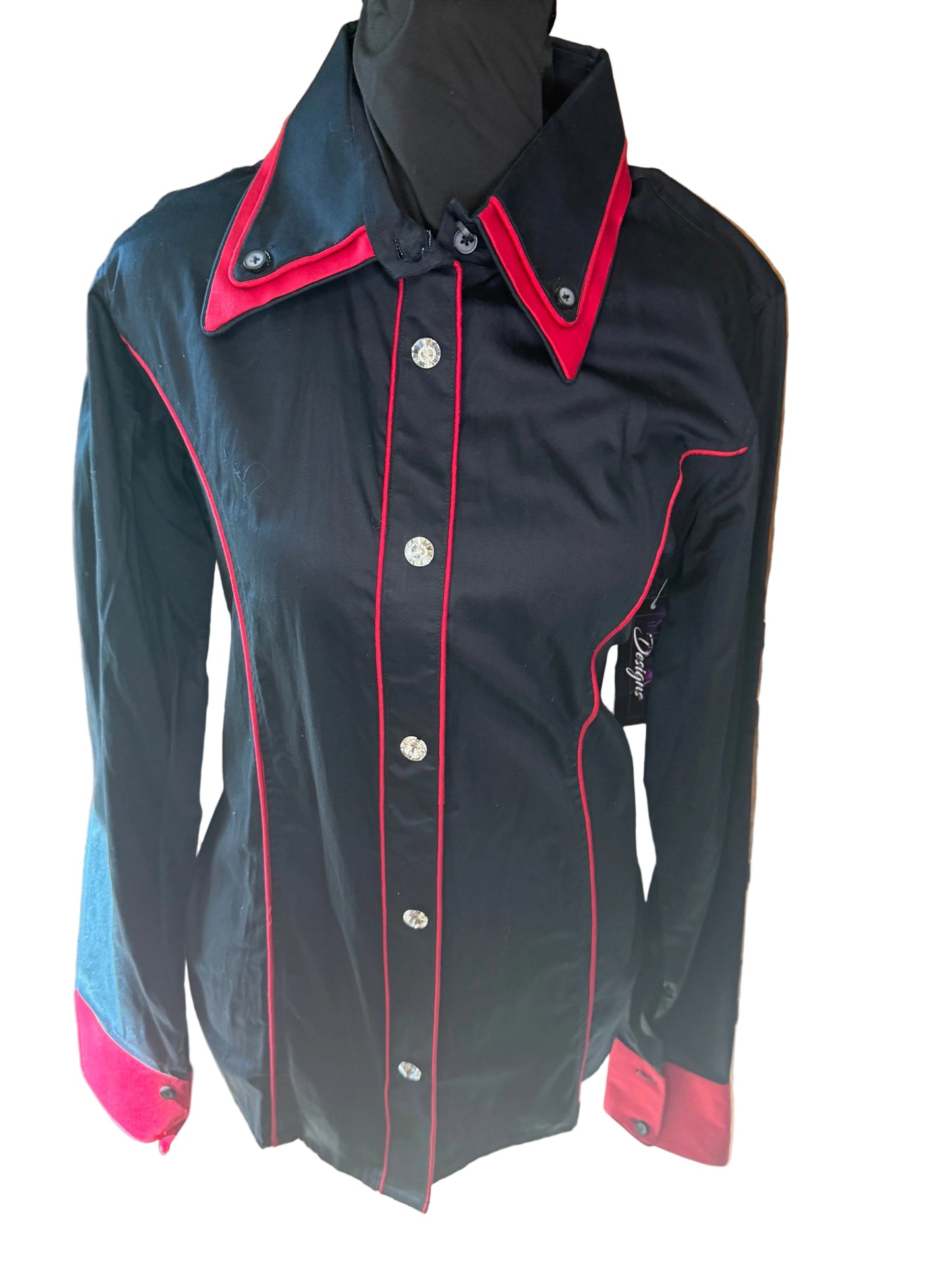 **Bust 44** Western Cotton Shirt **Hidden Zipper Front** Black /Red
