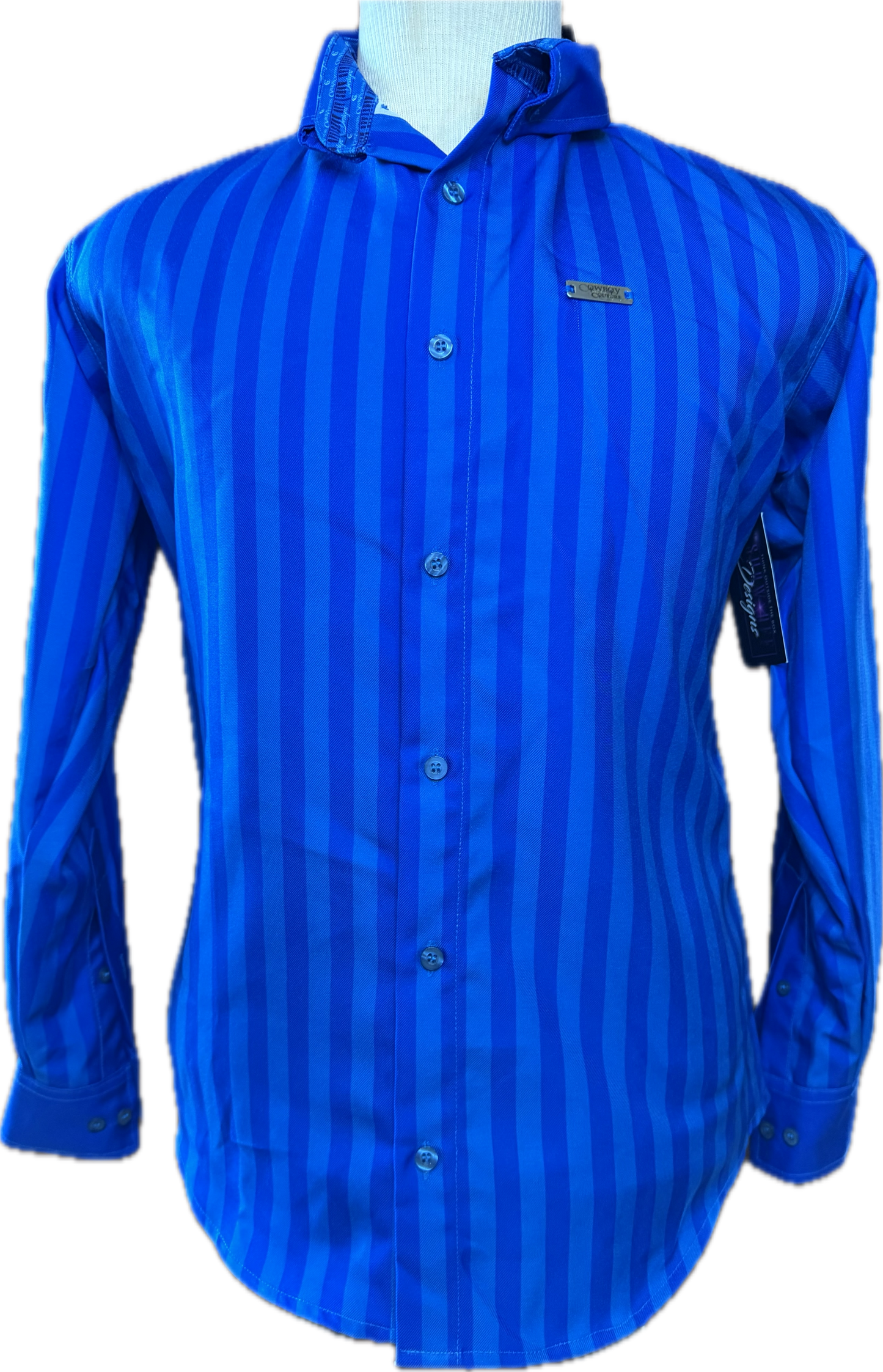 Cowboy Couture Men's Shirt -Royal 2-Tone -Stripe
