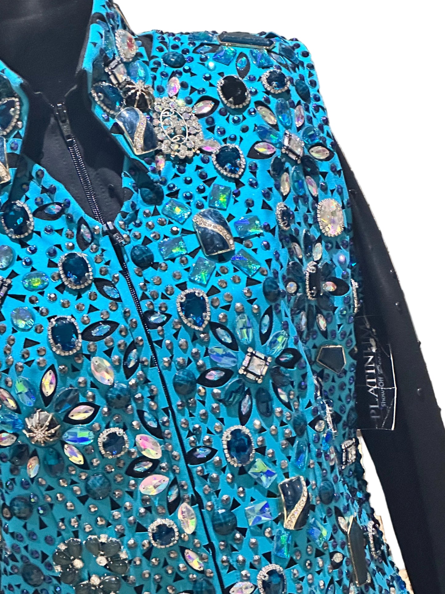 Size LARGE black and turquoise vest set with turquoise, black and silver designs