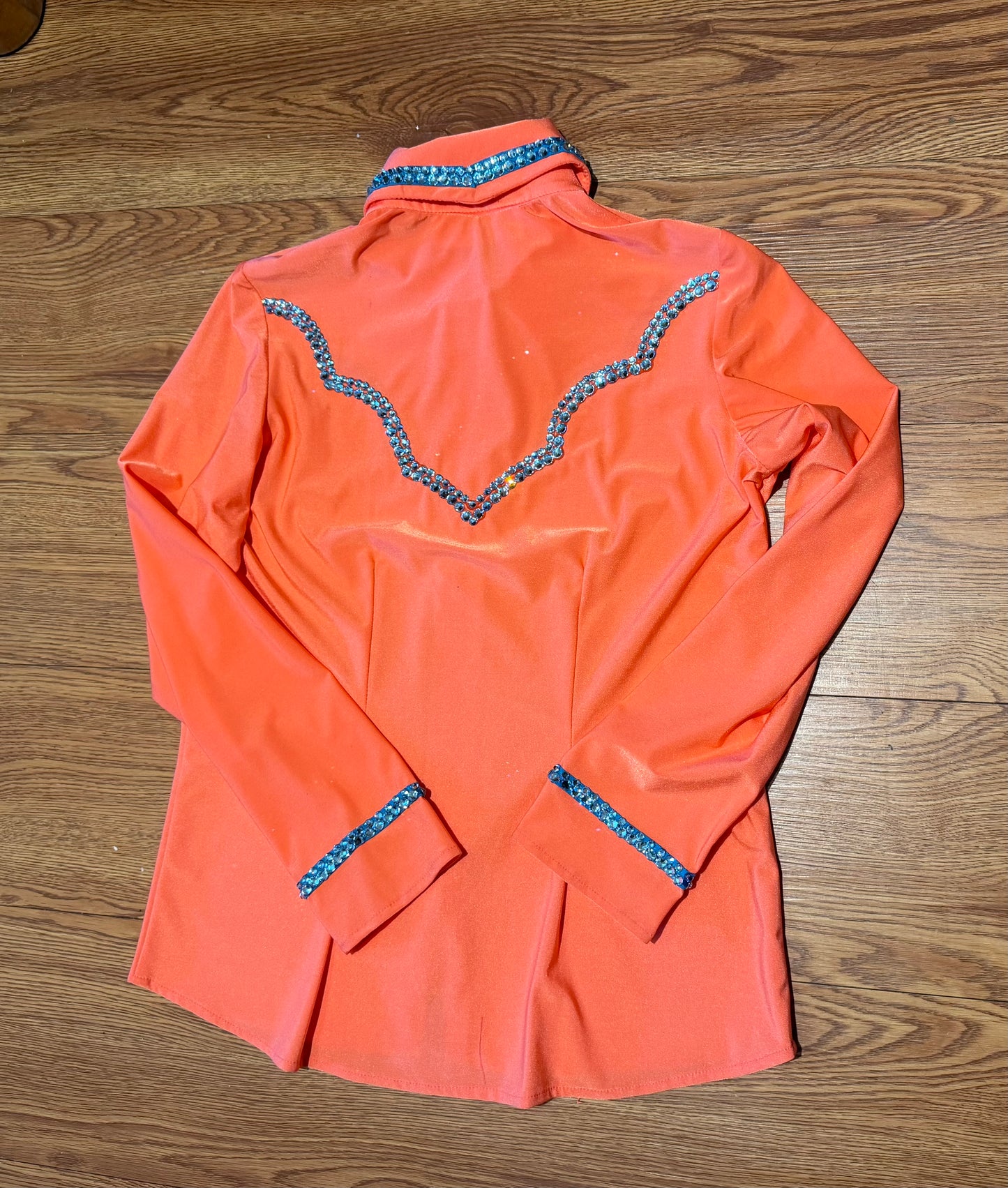 Kids 12 Coral Lycra with Turquoise Retro Design