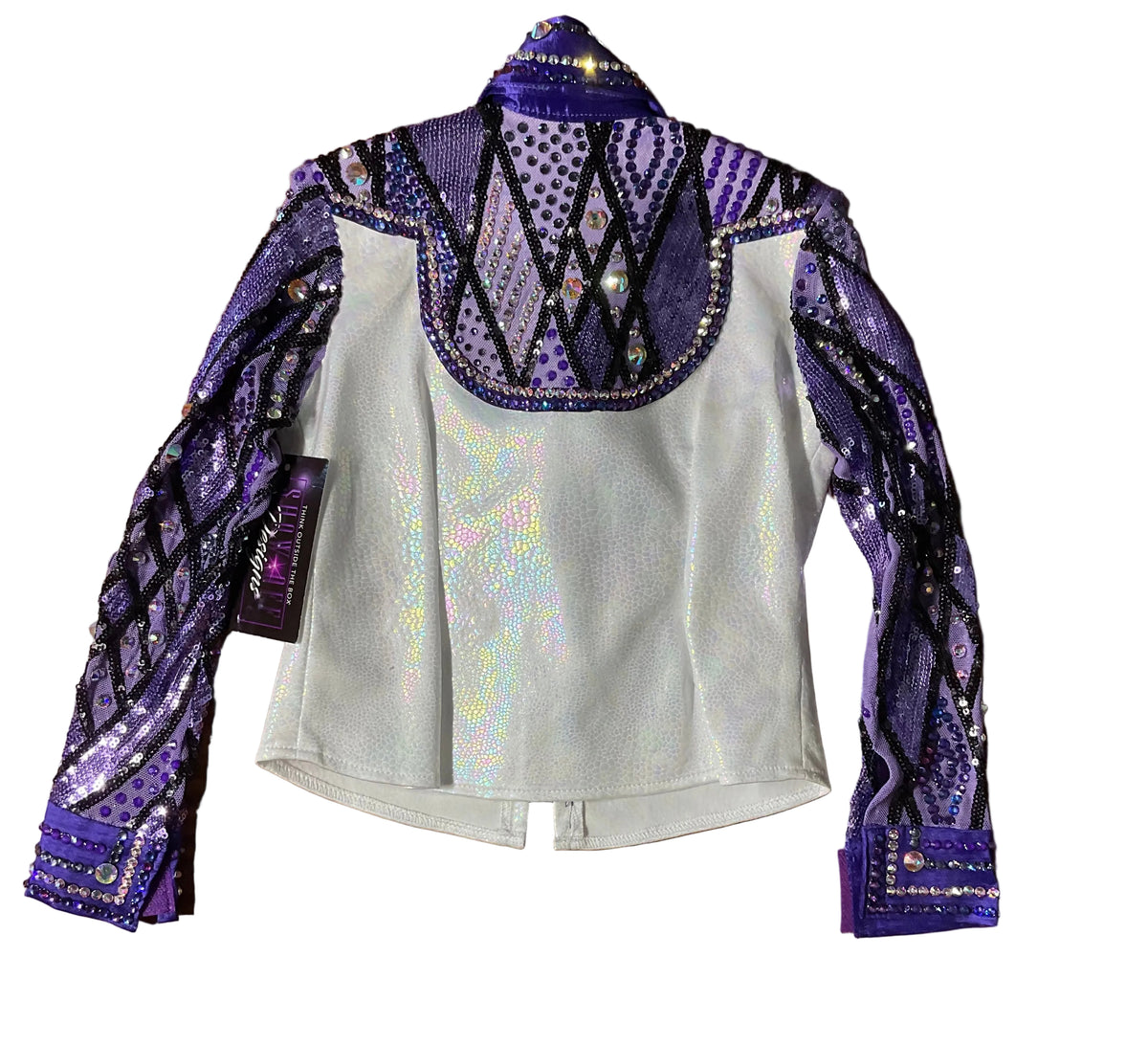 Kids Size 4 White printed shirt with purple retro style day shirt