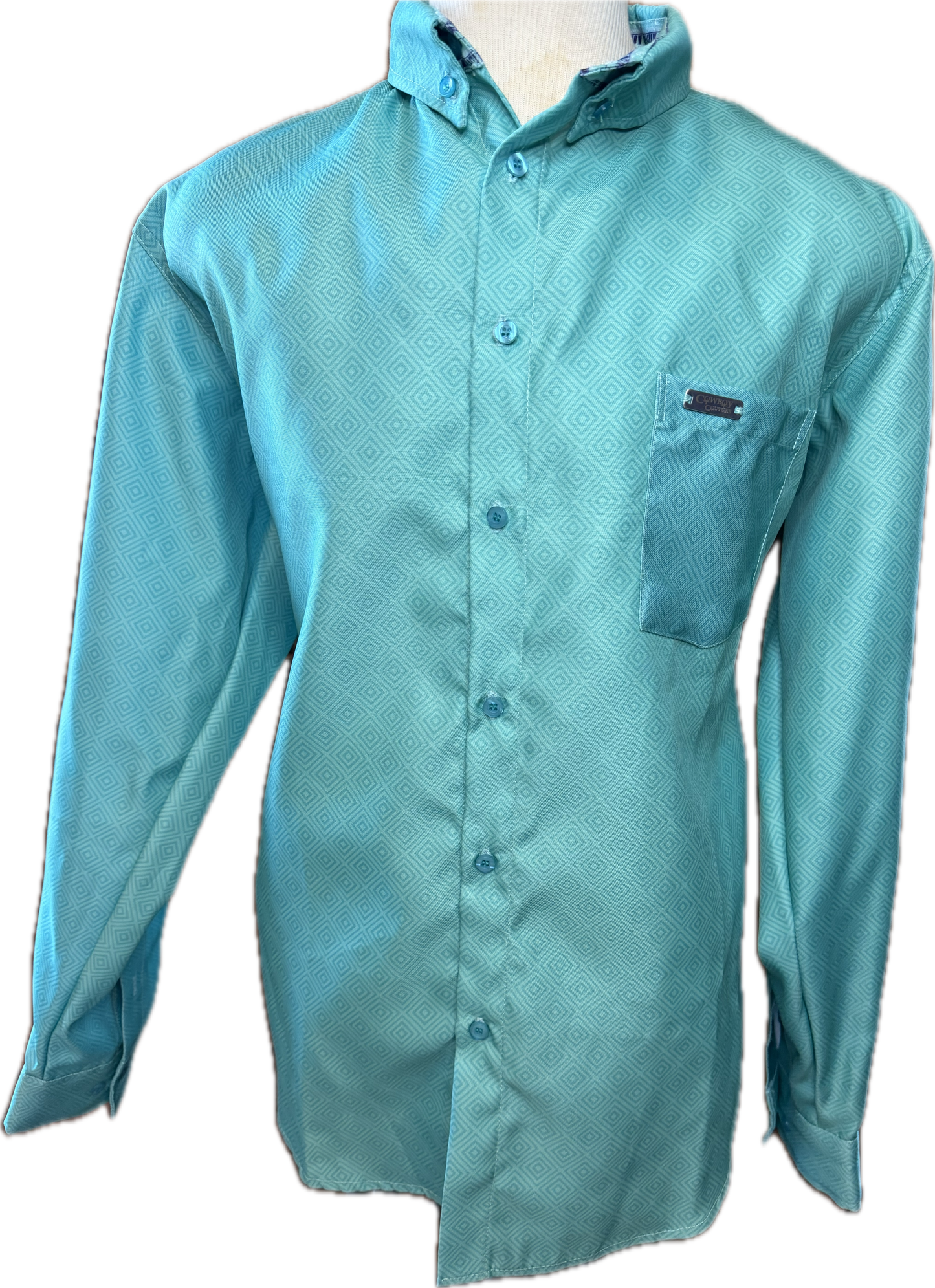 Cowboy Couture Men's Shirt Mint - Diamond Print -