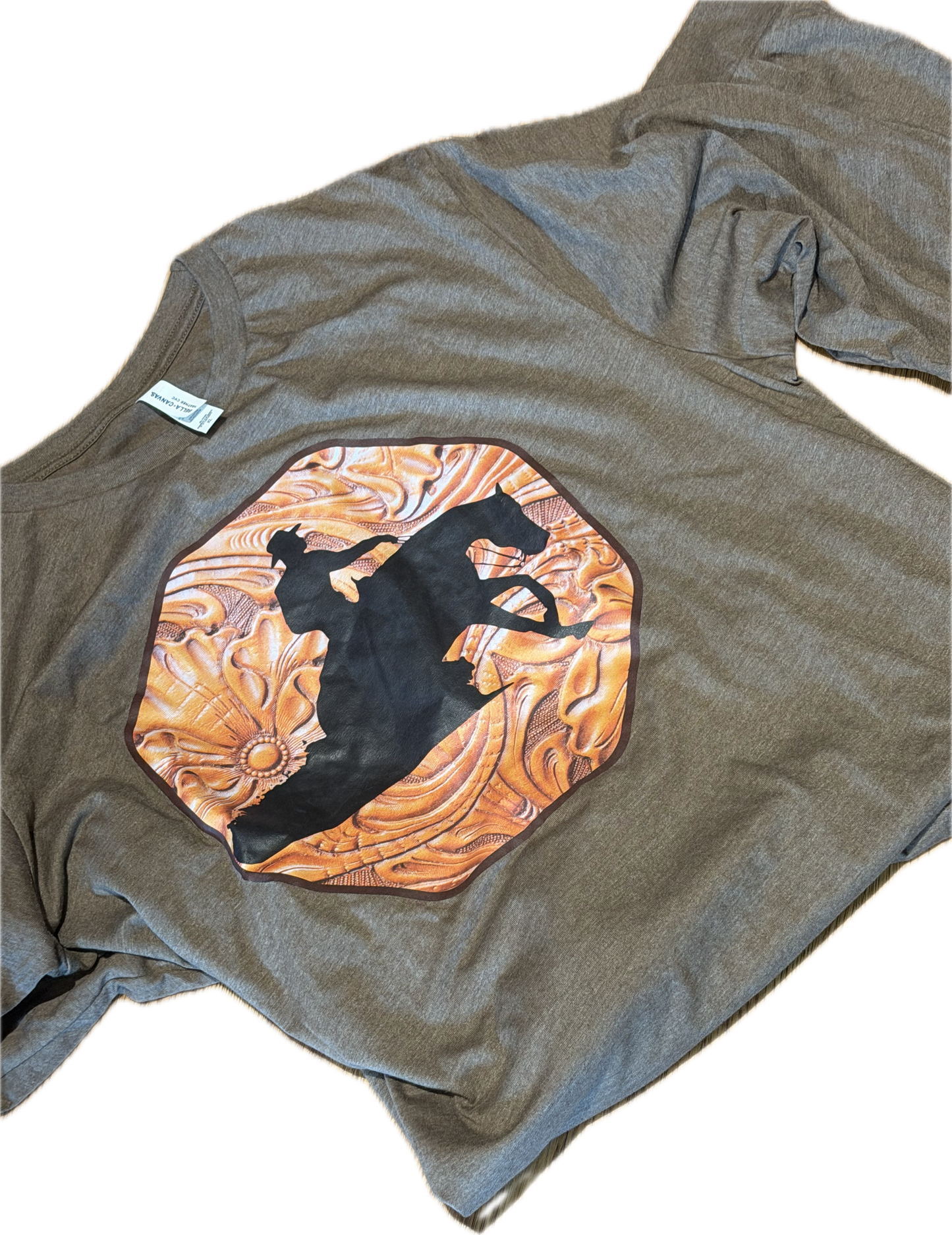 Long Sleeve T-Shirt "Leather Slide'" in Brown Heather