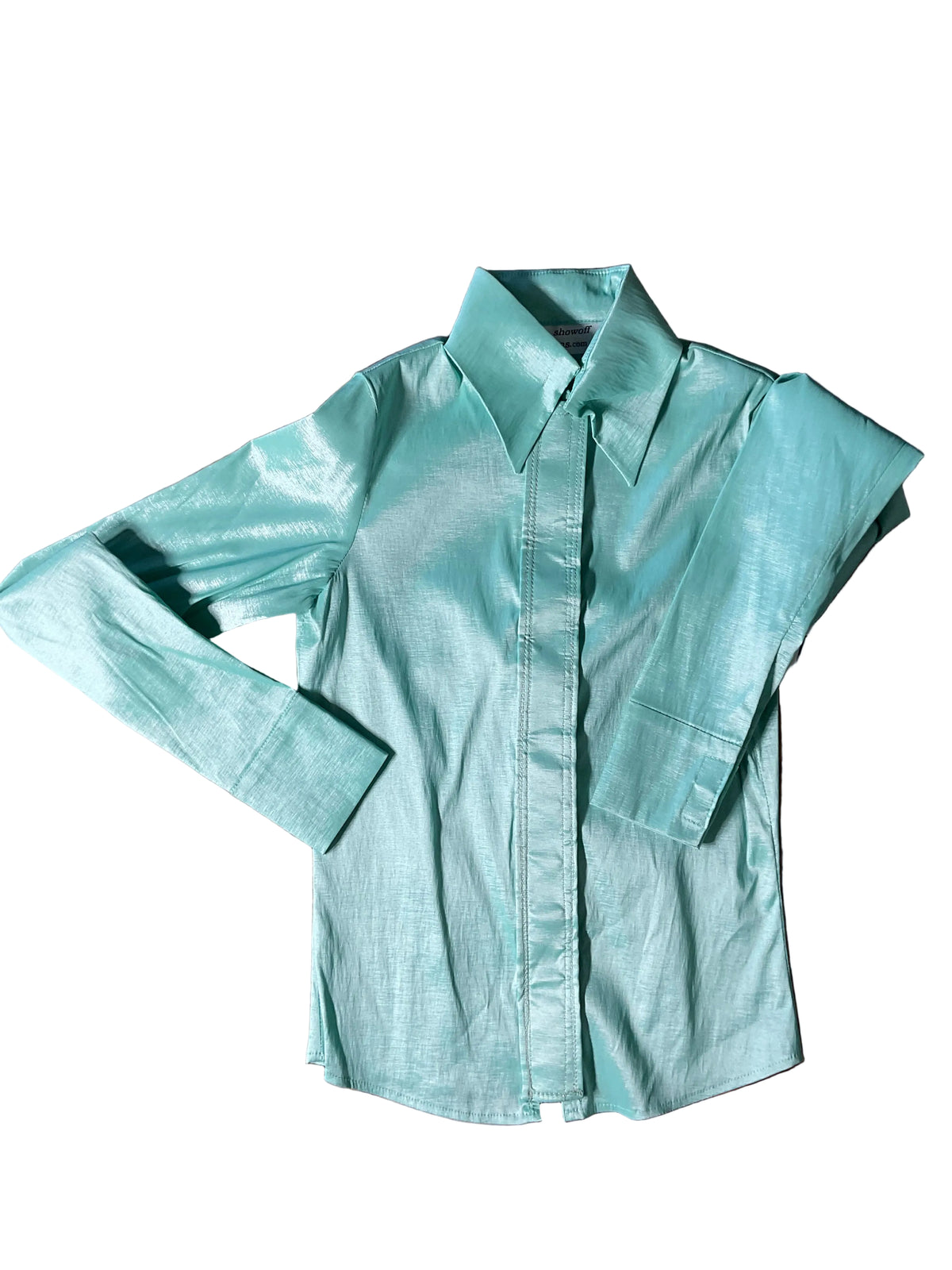 Kids Size 14 Mint ice stretch taffeta plain shirt