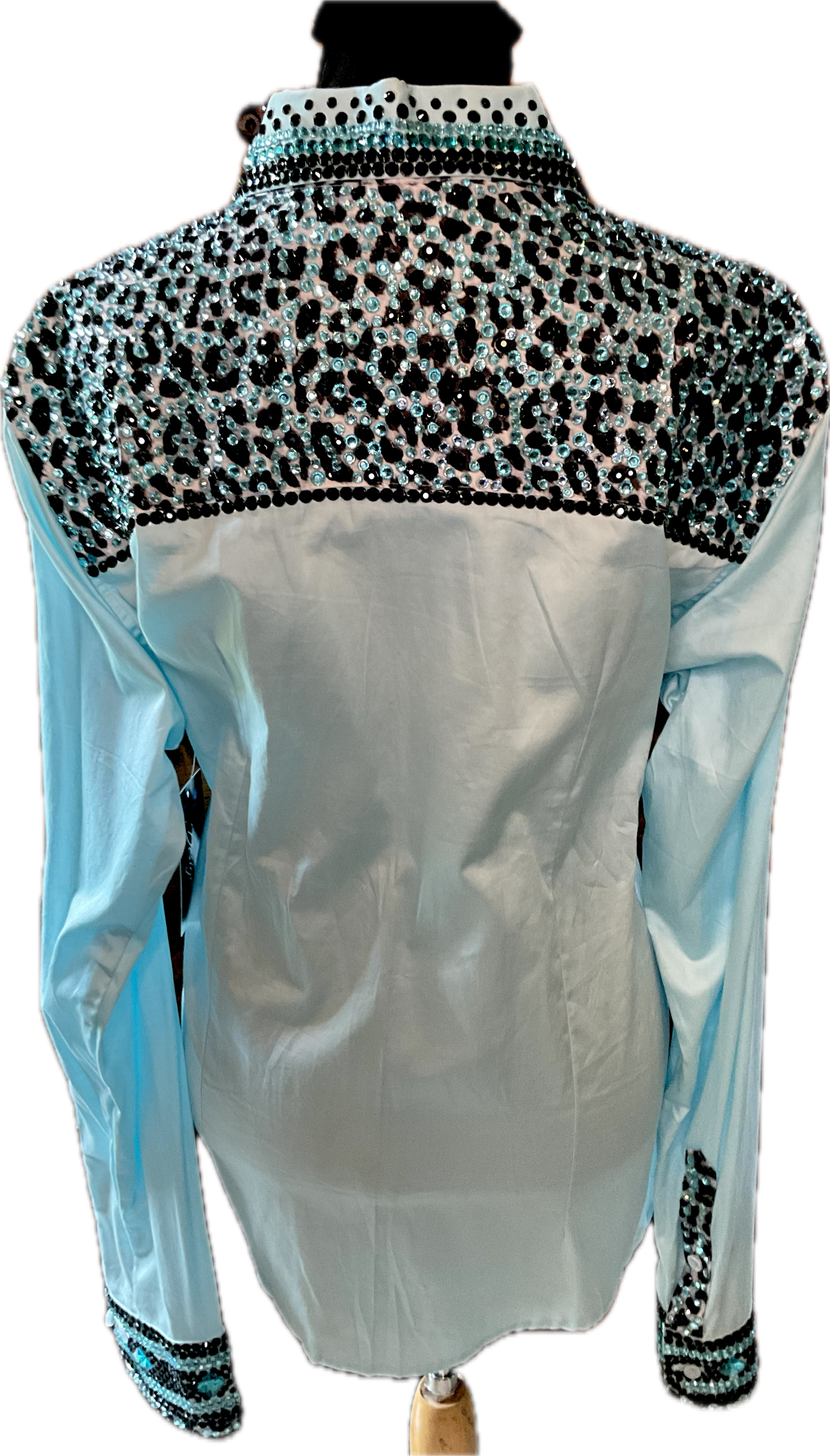 XL Light Blue Cotton Day Shirt Leopard and Aqua Detail
