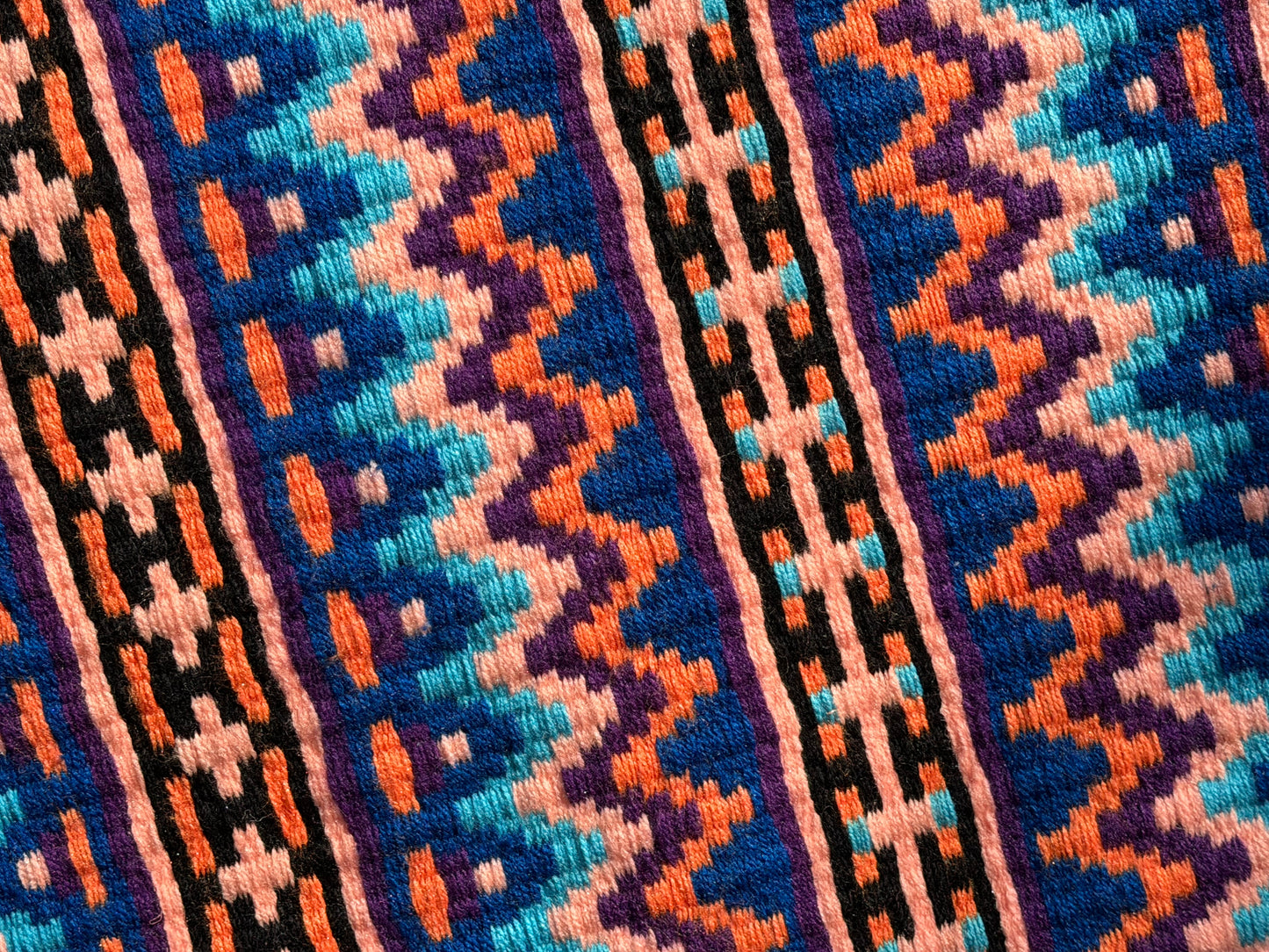 B451 Oversized Saddle Blanket Bright Royal Blue, Purple, Peach, Orange, Aqua and Black