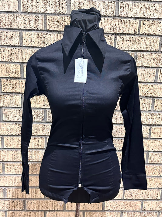 Black western shirt zippered front size medium stretch cotton