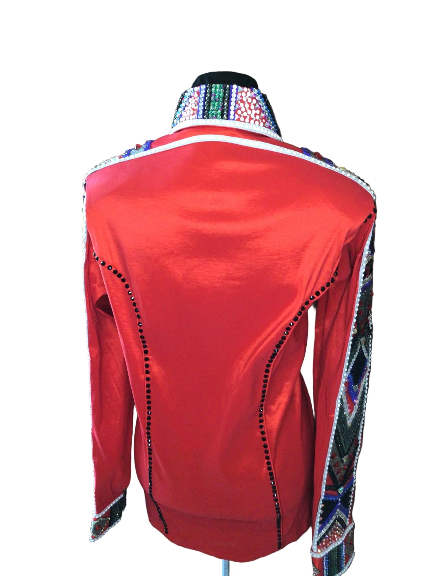 XL Red Stretch Taffeta Day Shirt with Shoulder and Arm Design