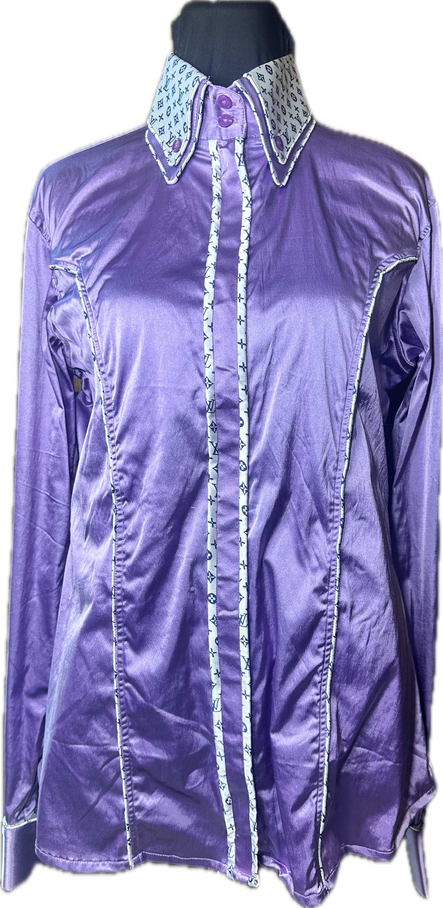 *40 Bust* Vest Set * Black plaid with matching shirt. Both have hidden zippers. LV print.