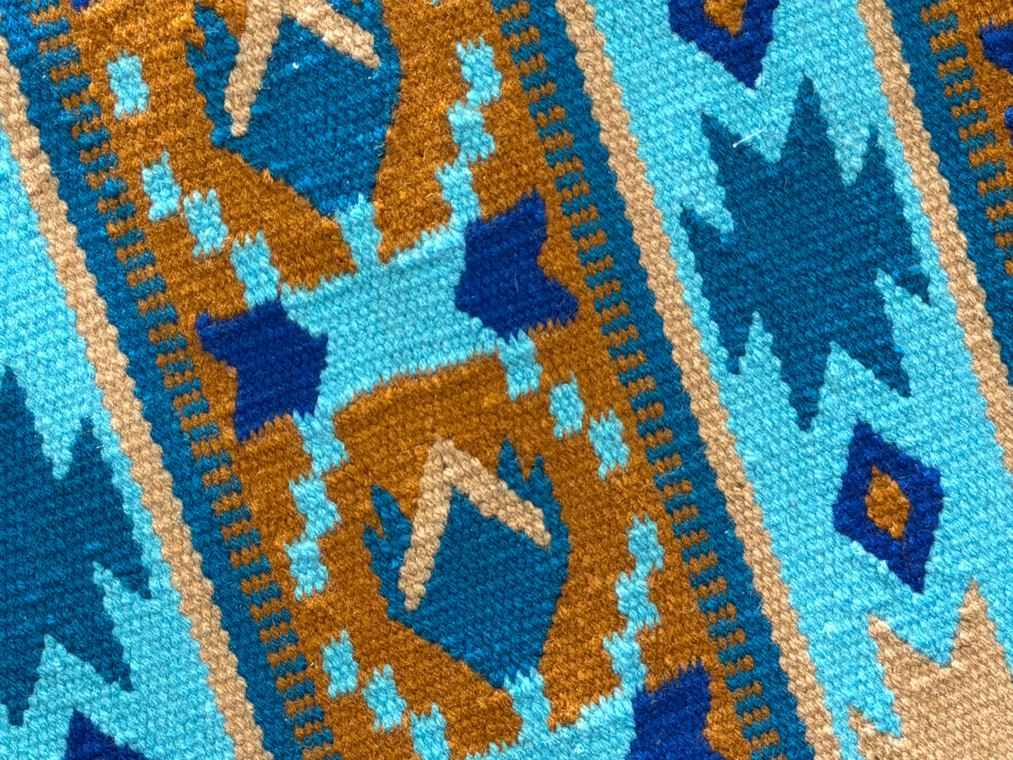a108 Ranch Oversized Saddle Blanket Royal Blue, Sheep Skin, Raw umber, Show Turquoise, Aqua