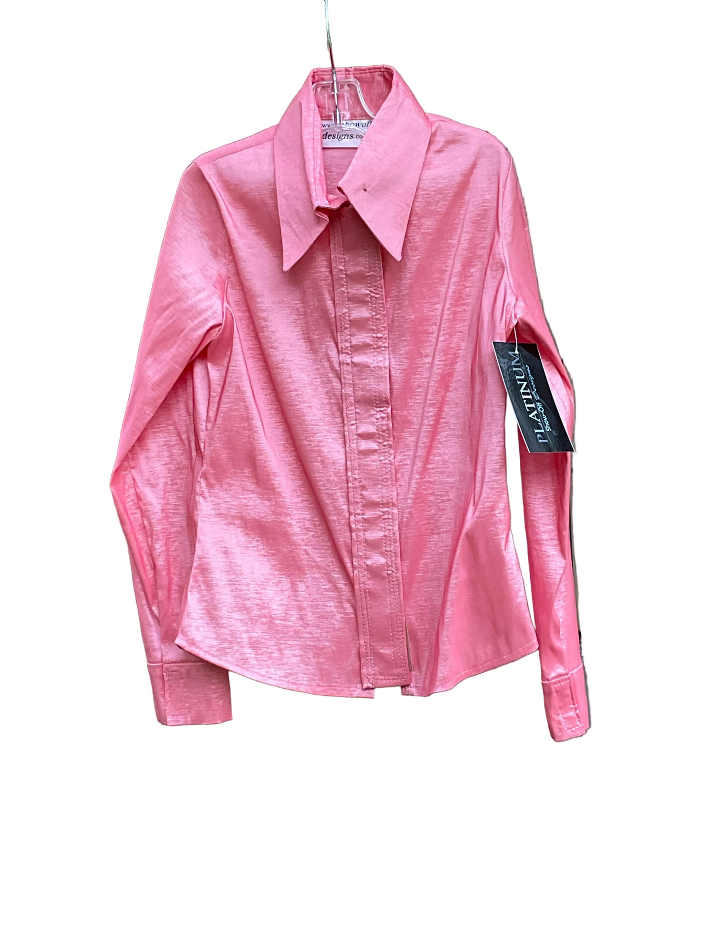 Kids Size 6 Coral Stretch Taffeta Shirt with Hidden Zipper