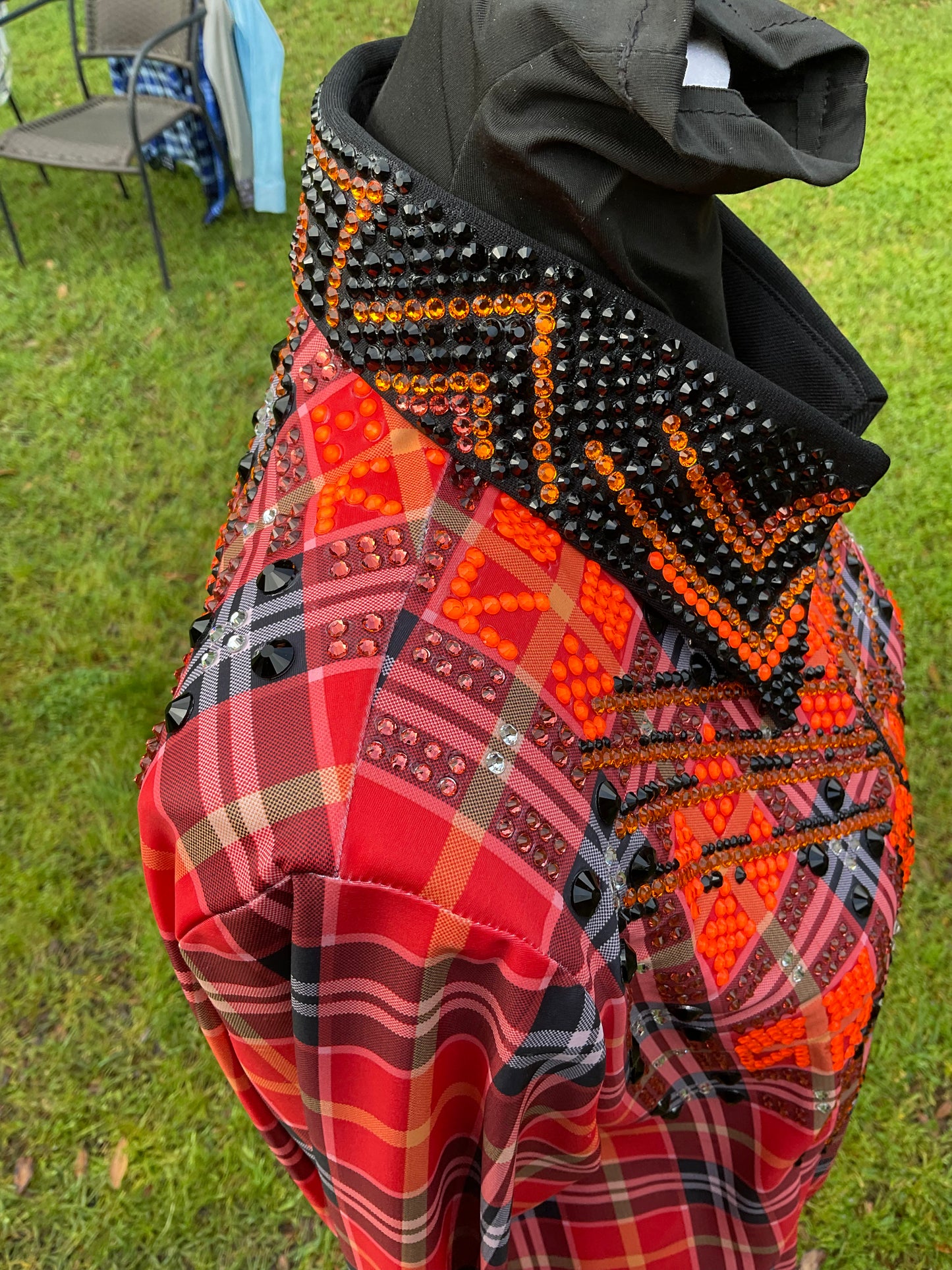 Size Large Orange and Black Plaid Day shirt stretch