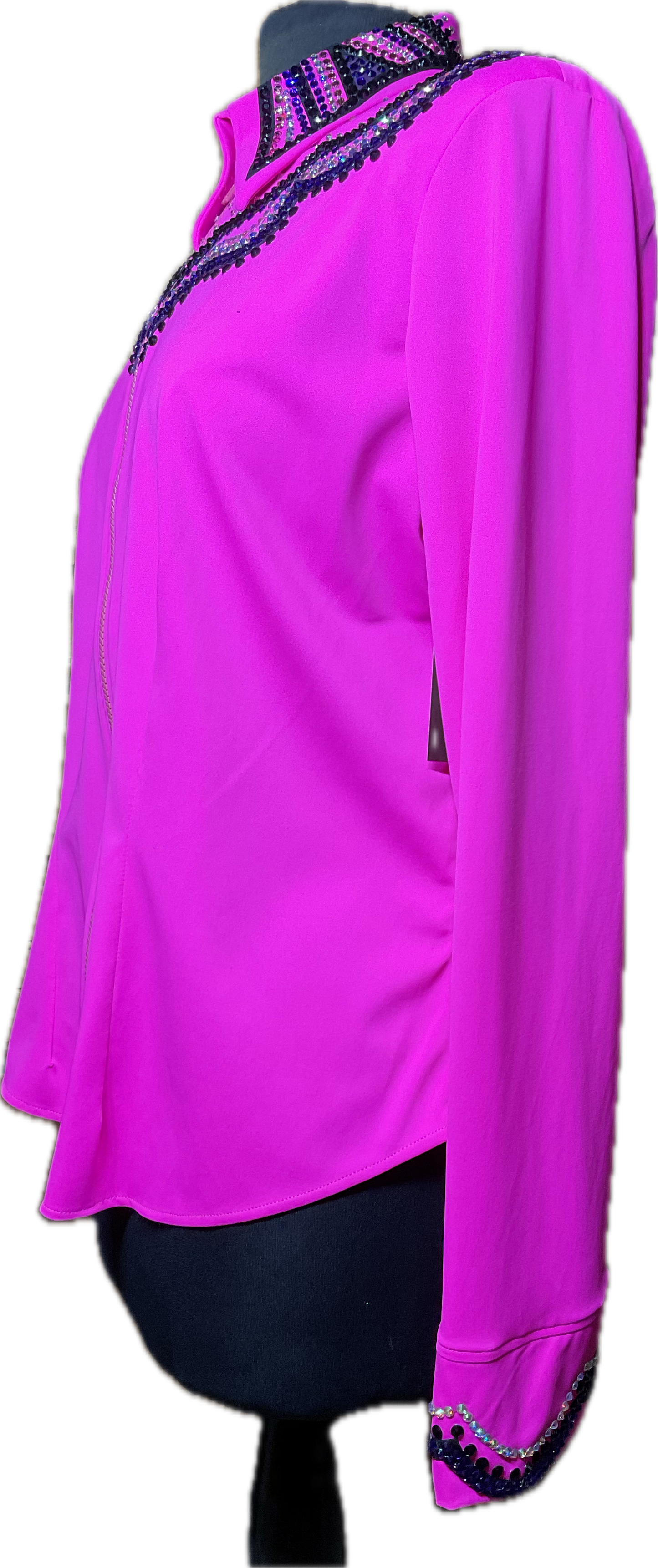 XXL Neon Pink stretch lycra with purple, black and ab accents