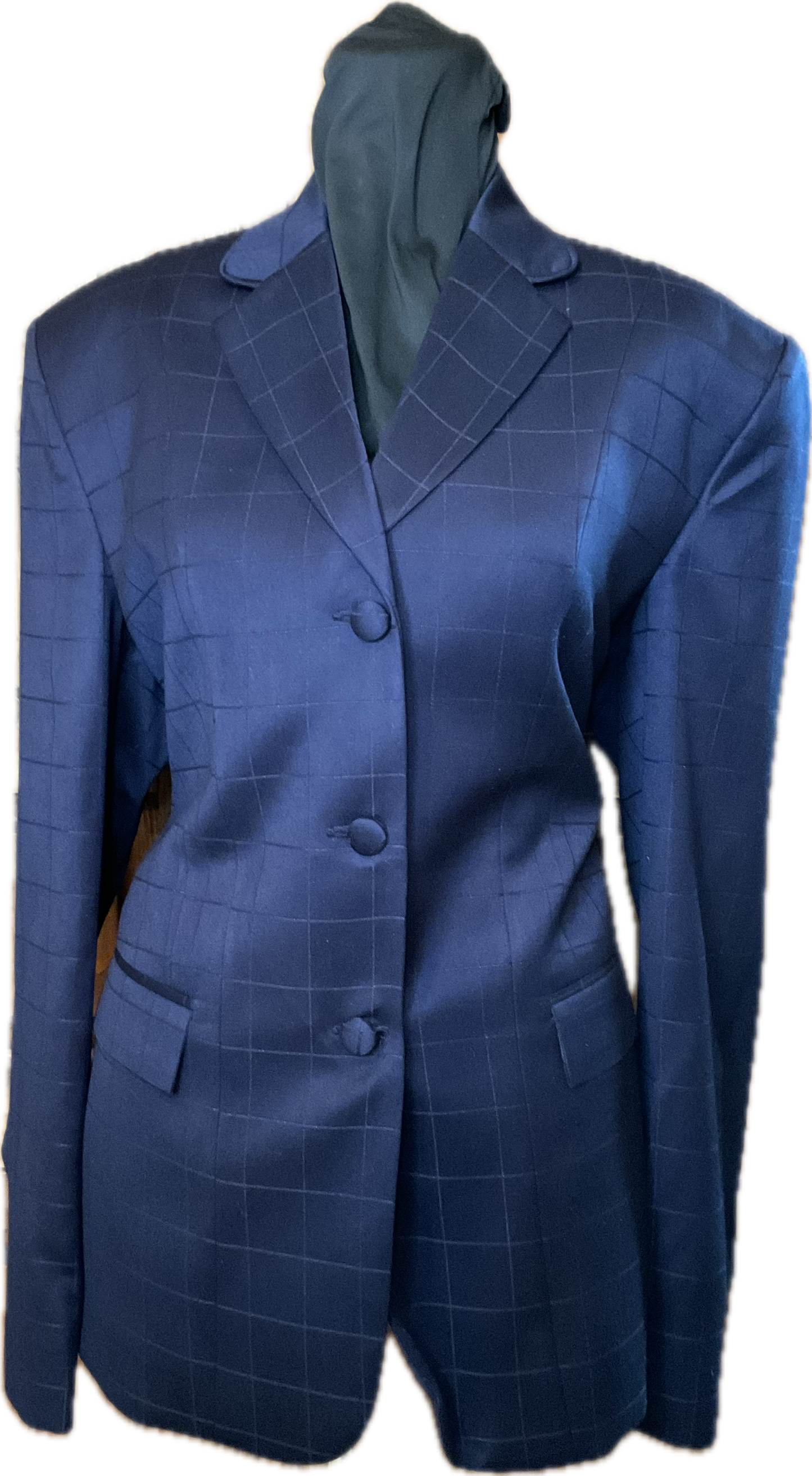 *38 Bust* Navy Plaid with Matching Velvet Collar