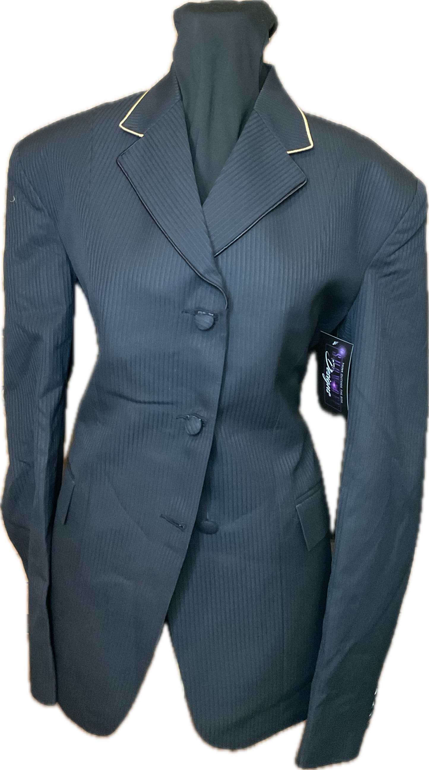 *42 Bust* Black Plaid with Matching Velvet Collar and Gold Piping