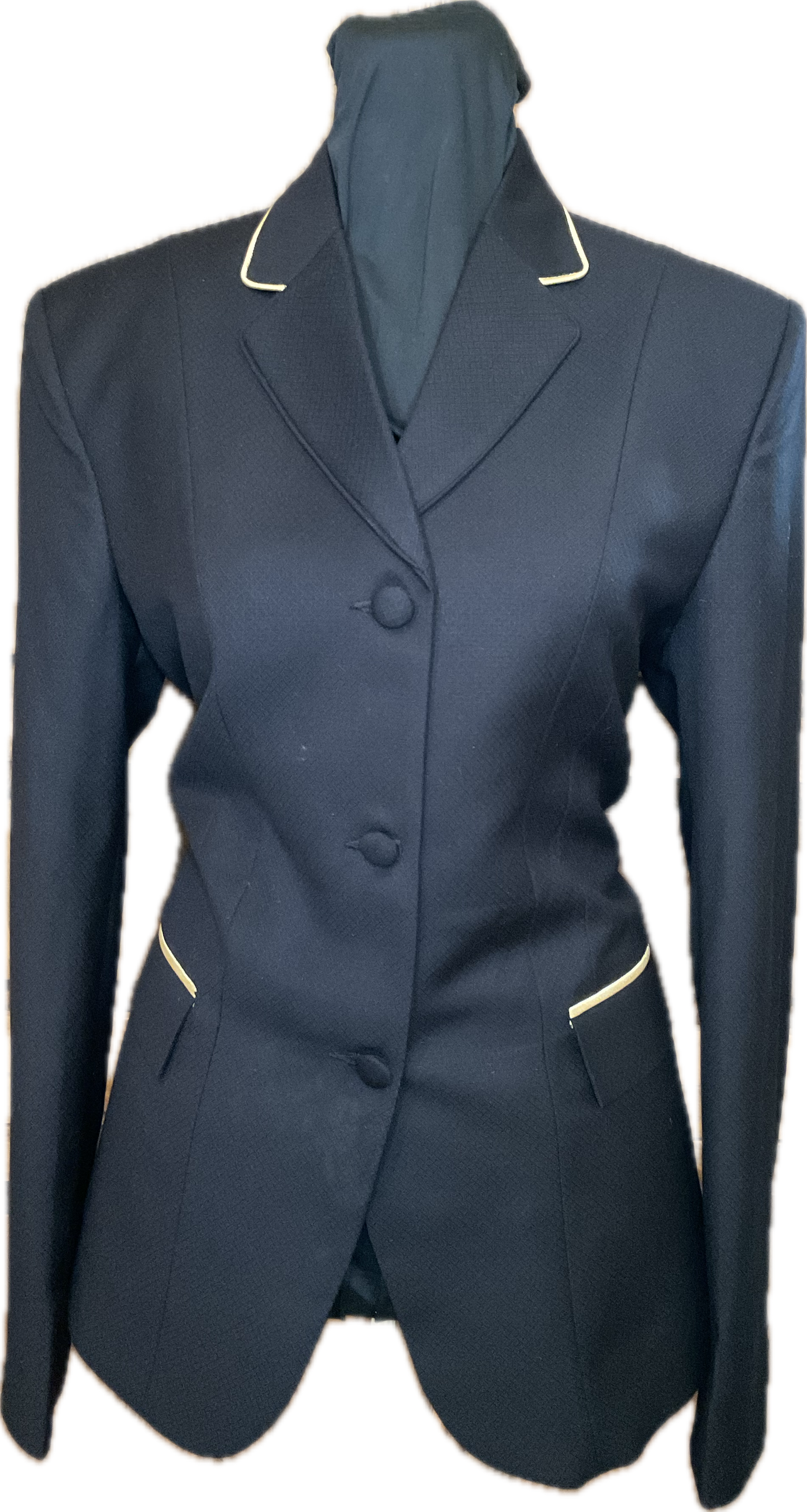 *34 Bust* Black with Matching Velvet Collar and Gold Piping